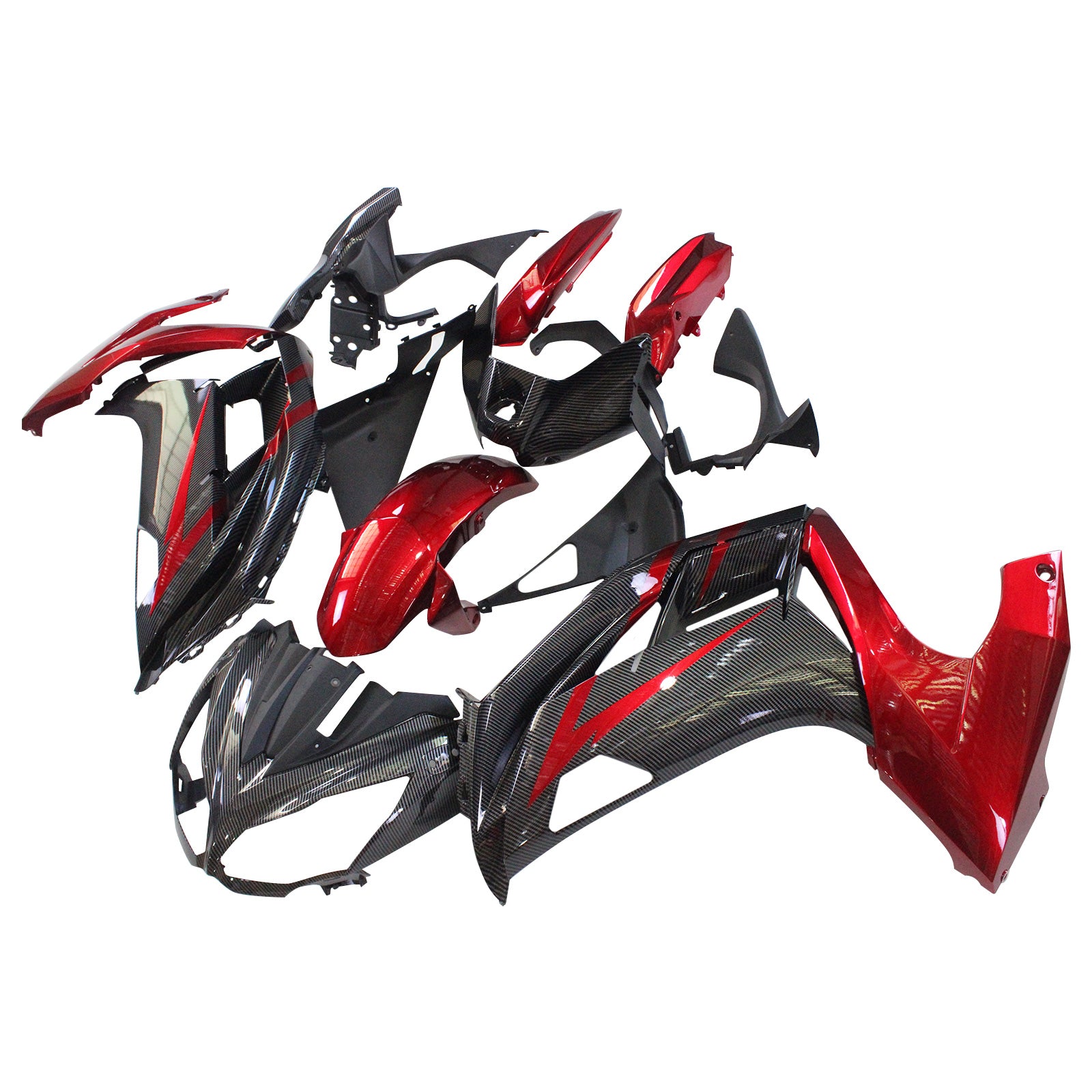 Amotopart 2012-2016 Kawasaki ER6F Ninja650 Carbon Fiber Red&Black Fairing Kit