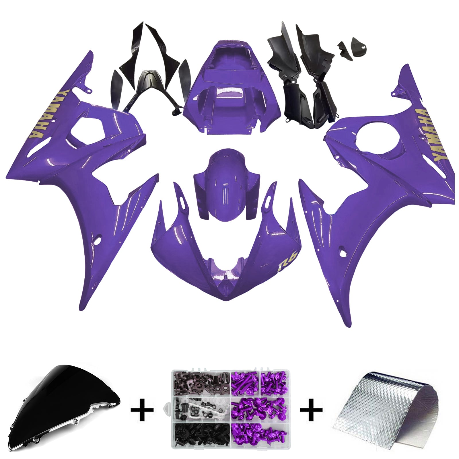 Amotopart Yamaha 2003-2004 YZF 600 R6 y 2006-2009 YZF R6S Kit de carenado morado