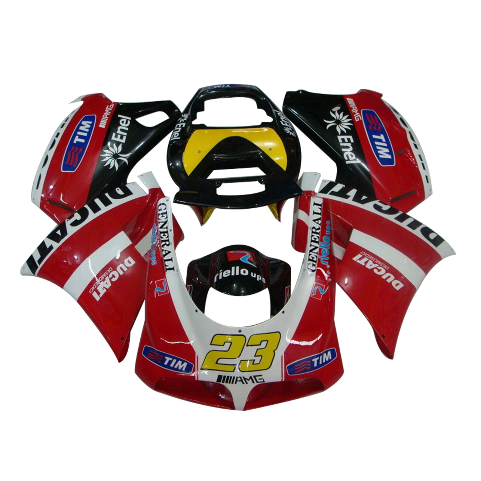 Amotopart Ducati 996 748 1996-2002 Kit de carenado rojo y negro estilo 6