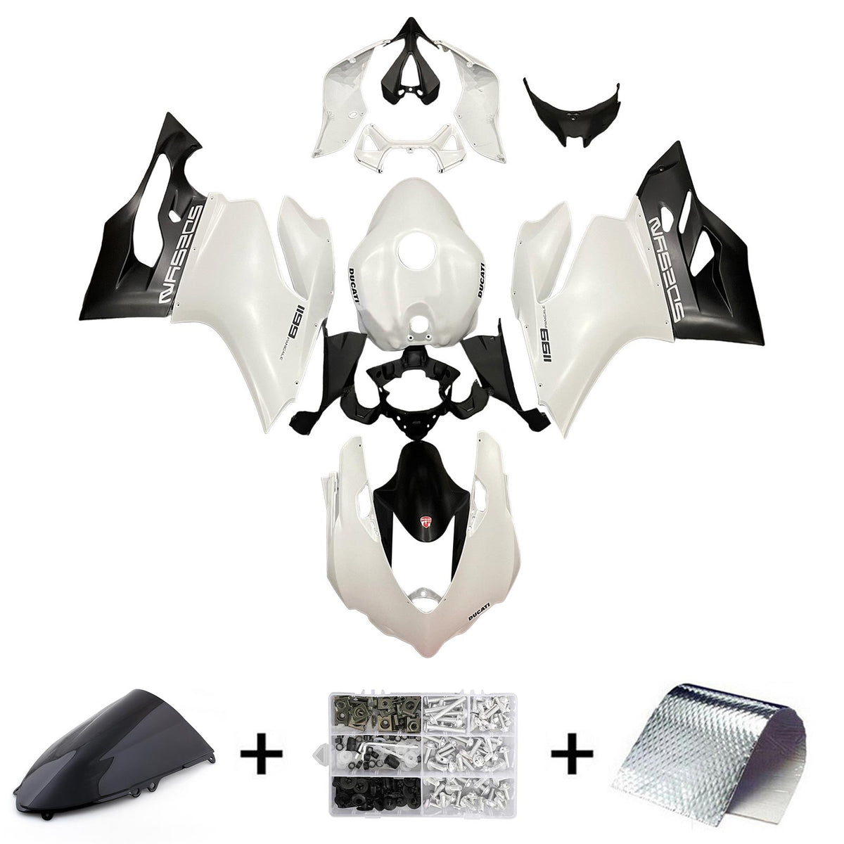 Amotopart 2012-2015 Ducati 1199 899 Kit de carénage blanc et noir