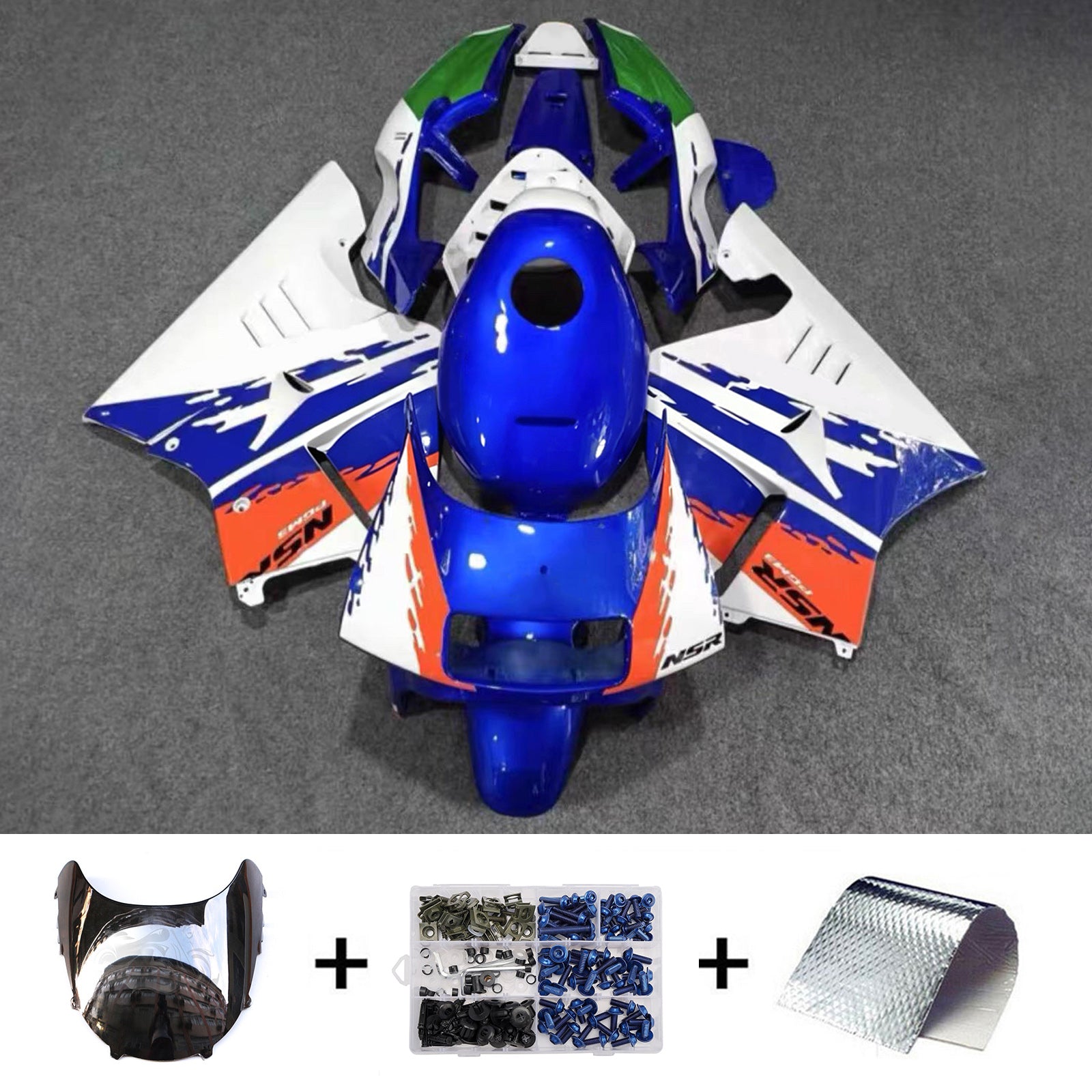 Amotopart 1994-1996 Honda NSR250 PGM-4 White/Red/Blue Fairing Kit