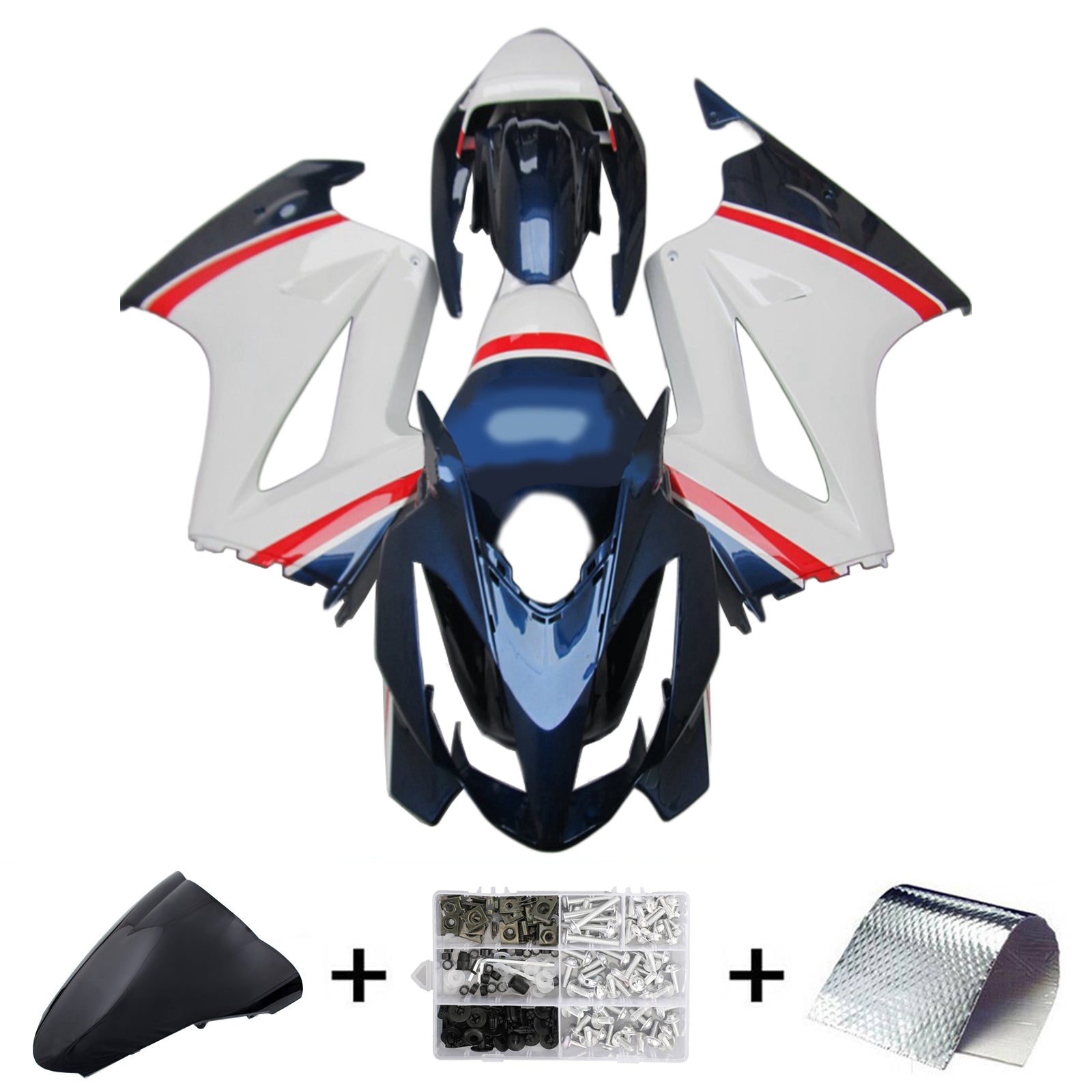 Amotopart 2002-2013 Kit de carénage Honda VFR800 bleu et blanc Style1