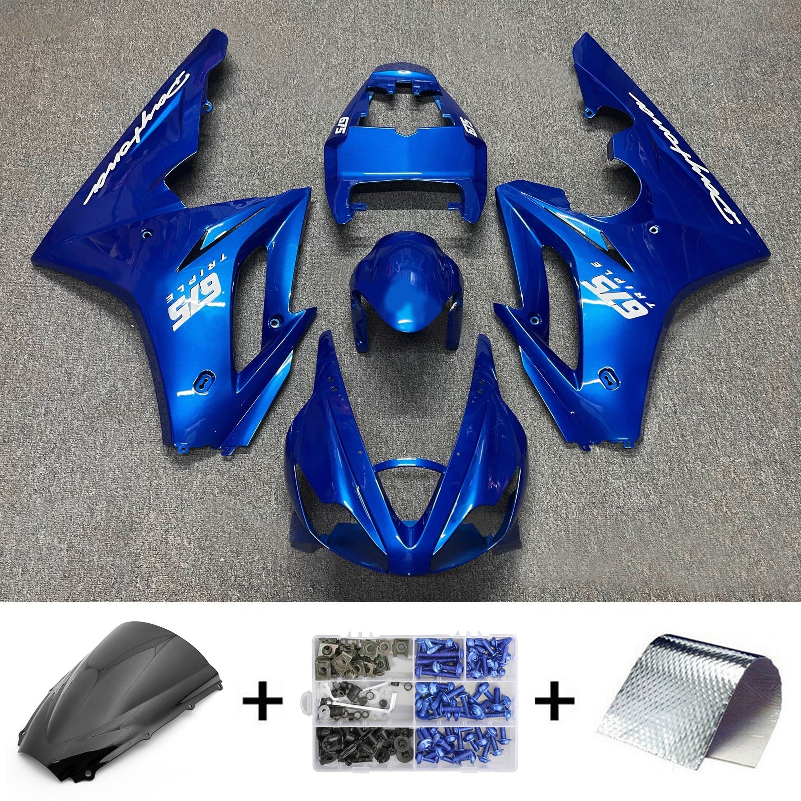 Amotopart 2006-2008 Triumph Daytona 675 Glossy Blue Fairing Kit