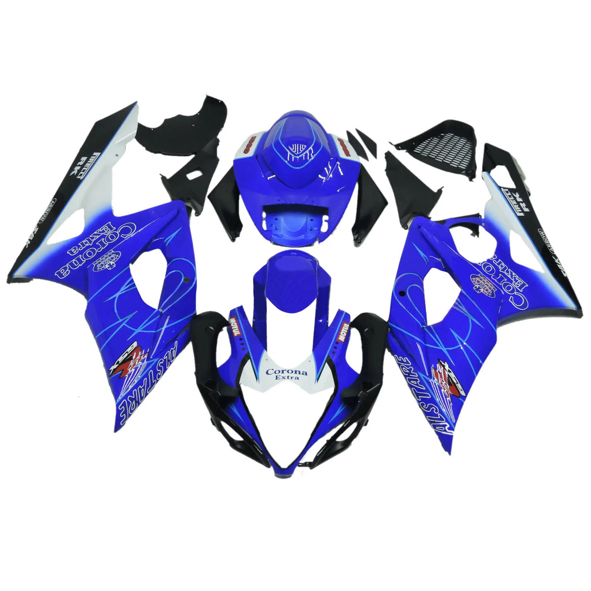 Amotopart 2005-2006 K5 GSXR1000 Suzuki blu con kit carenatura a strisce bianche