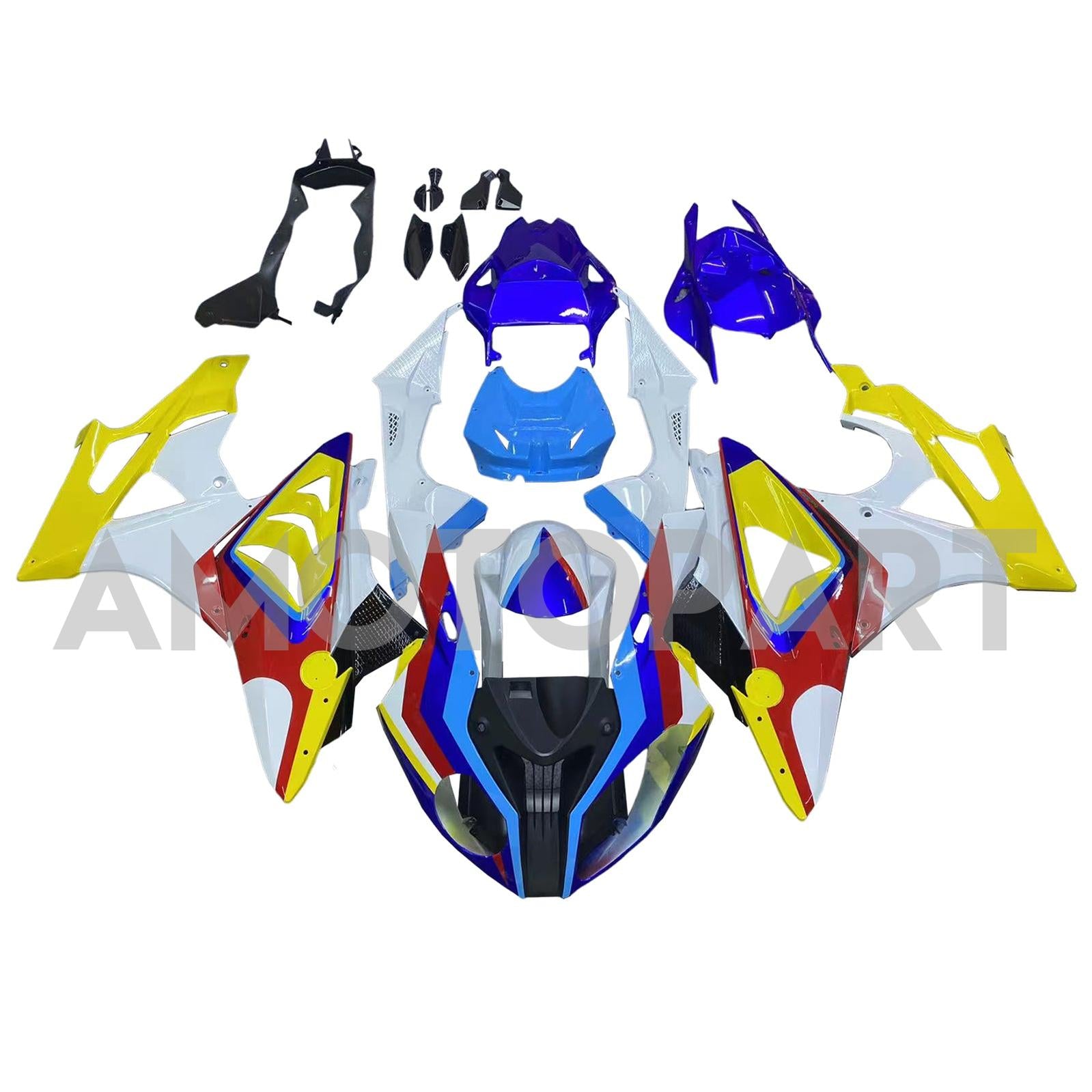 Amotopart 2009-2014 BMW S1000RR Blue White Yellow Fairing Kit