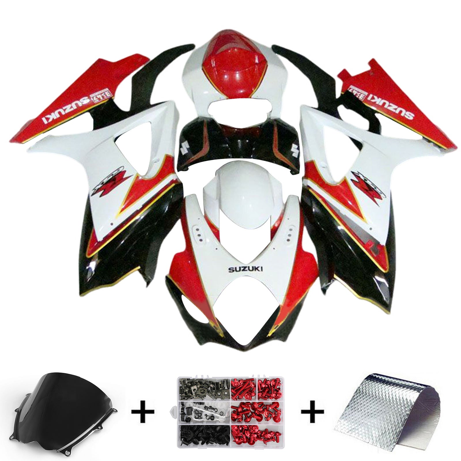 Amotopart 2007-2008 K7 GSXR1000 Suzuki Rouge et Blanc Style2 Kit de carénage