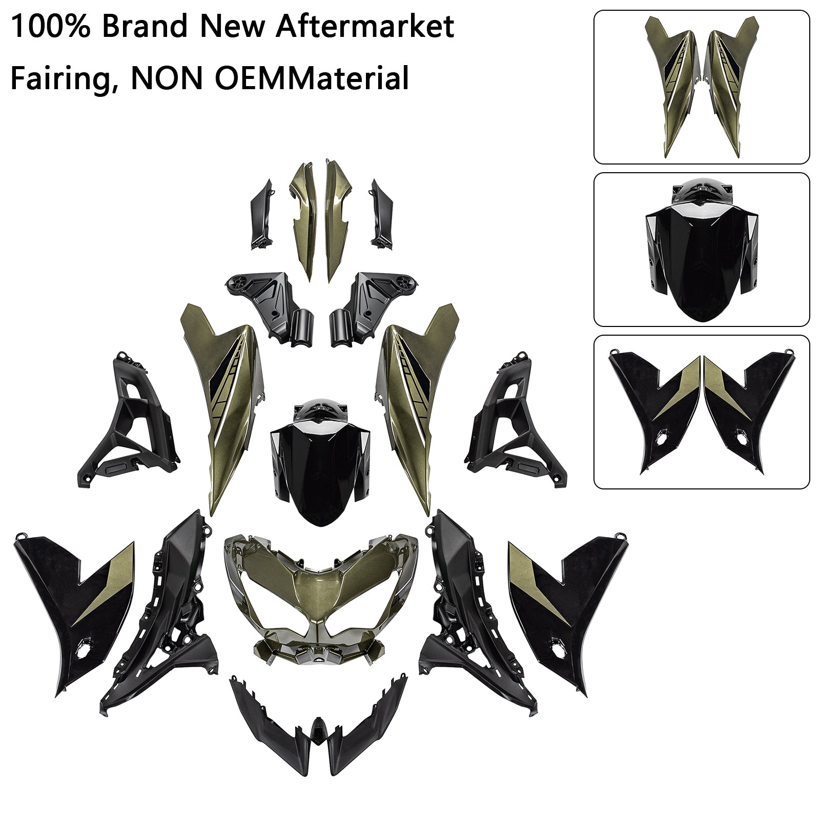 Amotopart 2022-2024 Kawasaki VERSYS 650 KLE ABS Dark Green Fairing Kit