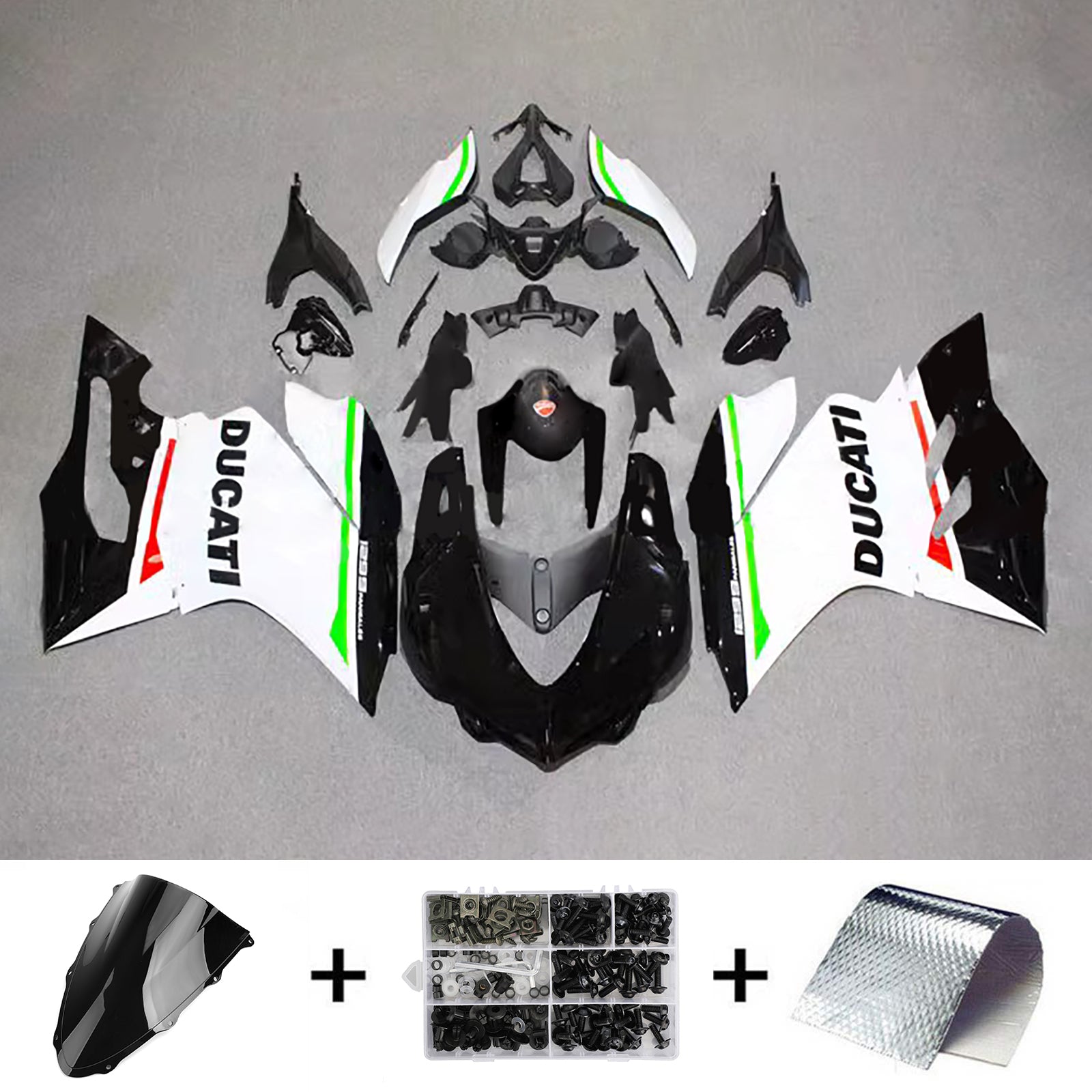 Amotopart 2015-2020 Ducati 1299/959 Glossy White Black Fairing Kit