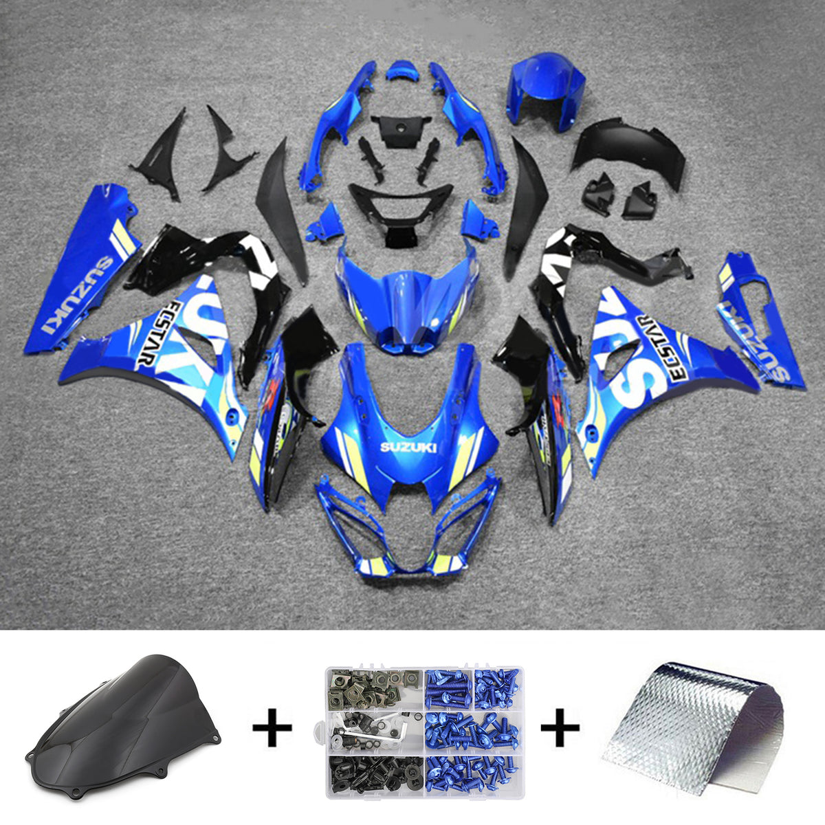 Amotopart 2017-2024 K17 GSXR1000 Suzuki Nero e Blu Style2 Kit carena