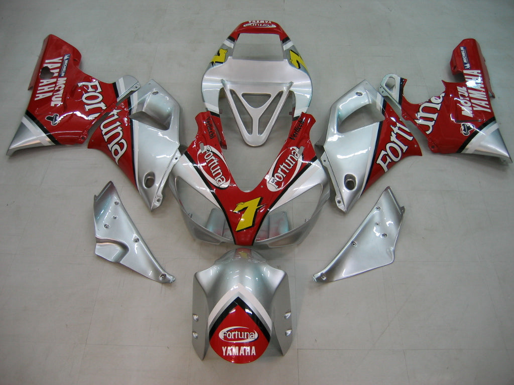 Amotopart 1998-1999 Yamaha YZF 1000 R1 Kit de carenado rojo y plateado