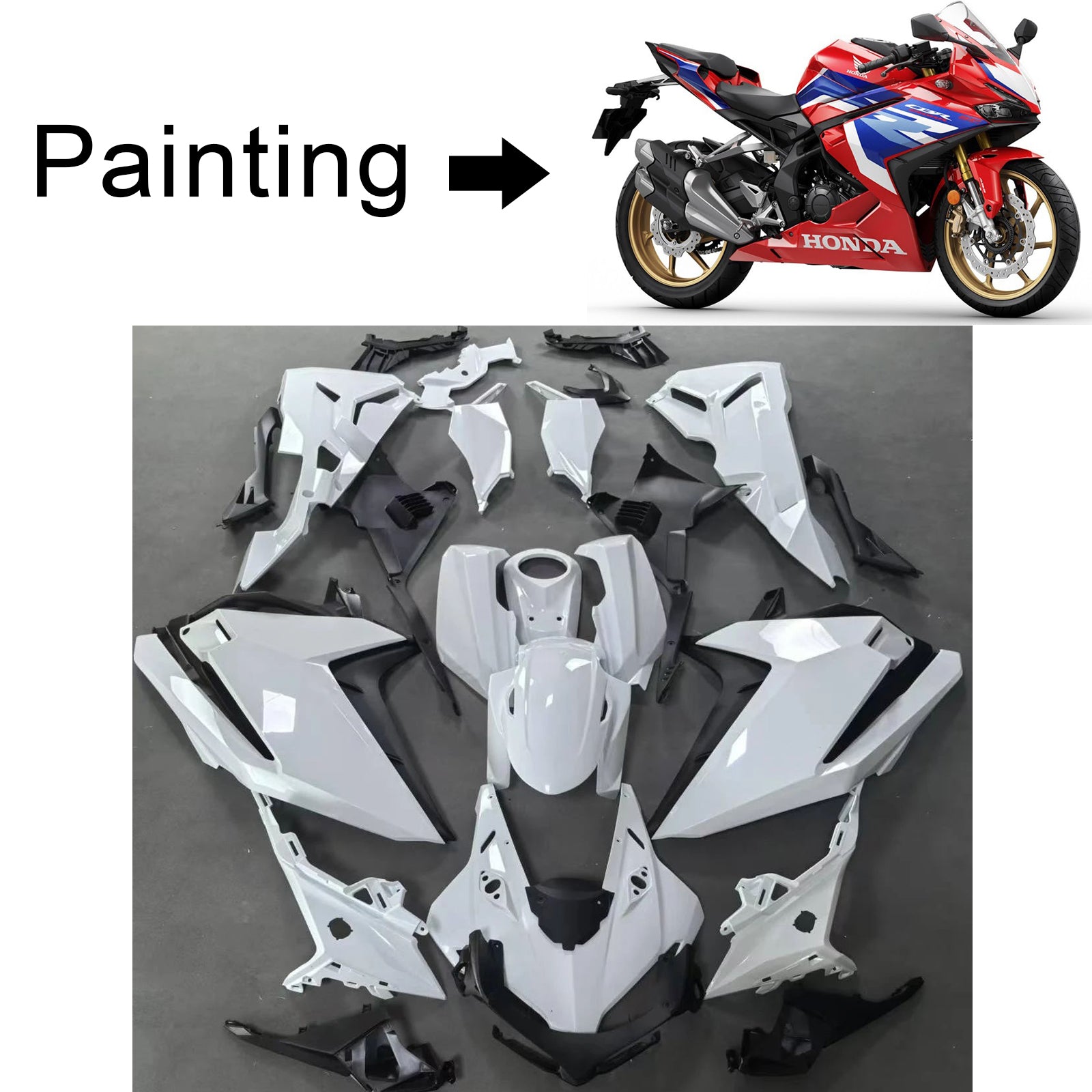 Amotopart 2023-2024 Honda CBR250RR Red Blue Fairing Kit