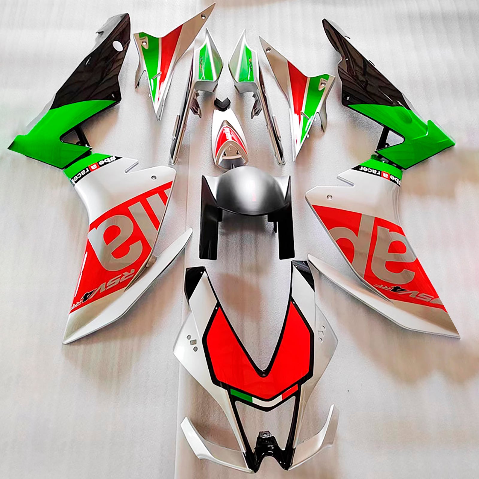 Amotopart 2009-2015 Aprilia RSV4 1000 Green White Black Red Fairing Kit