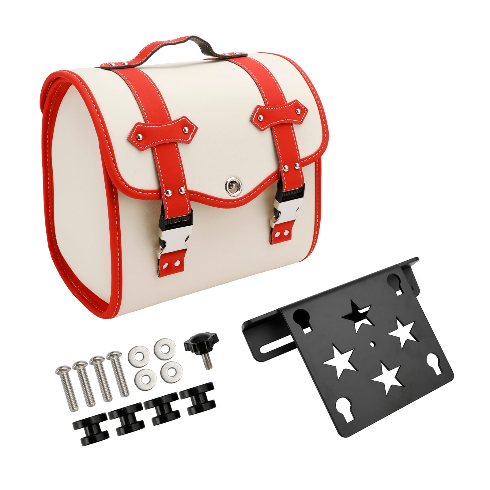 Motorbike Set Of Quick Release Saddlebag W/ Bracket Luggage Storage White