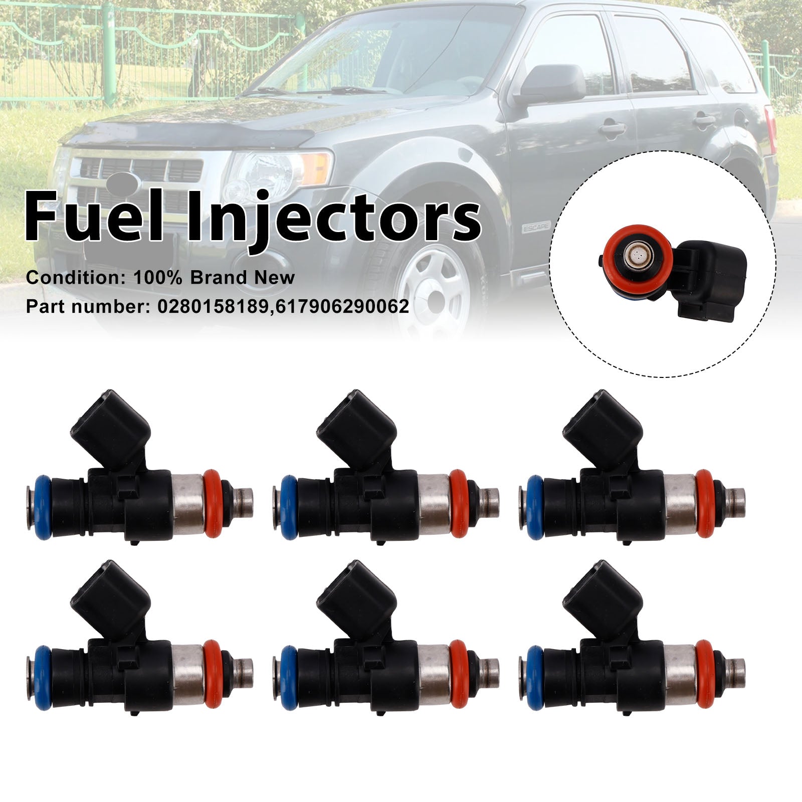 Mercury Mariner Ford 3.0L 6PC 617906290062 Inyectores de combustible 0280158189