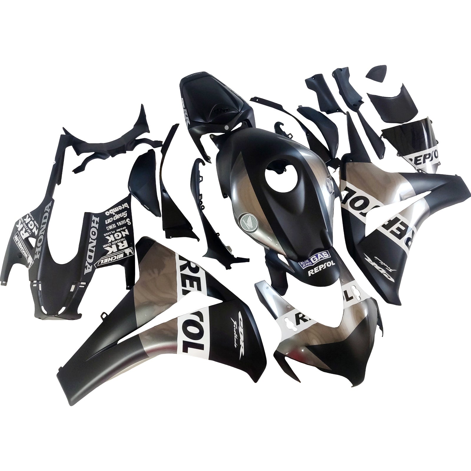 Amotopart 2008-2011 Honda CBR1000RR Black Silver Fairing Kit