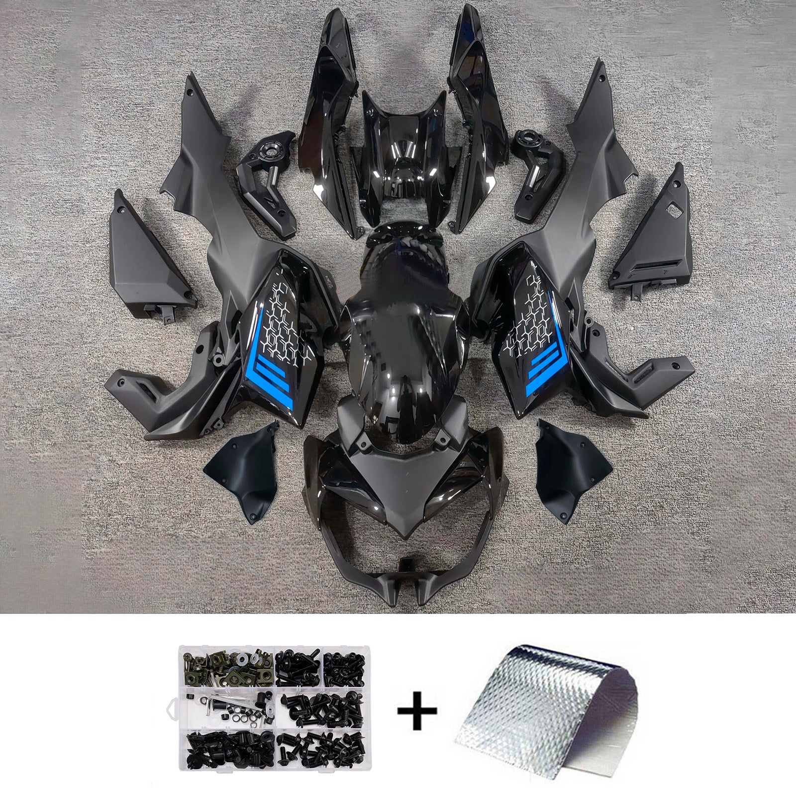 Amotopart 2020-2023 Kawasaki Z650 Blue Black Fairing Kit