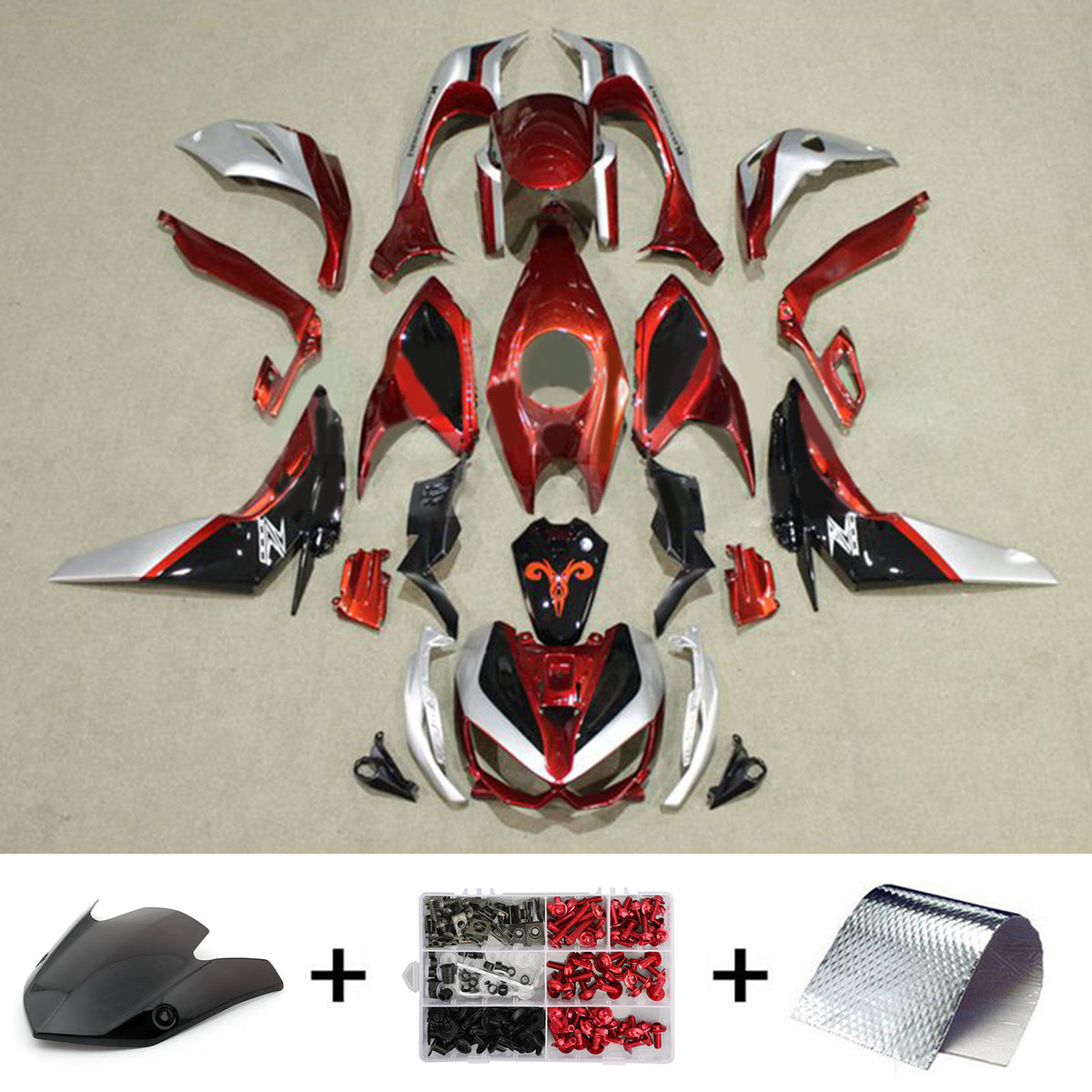 Amotopart 2014-2017 Z1000 Kawasaki Kit de carenado rojo y negro Style1