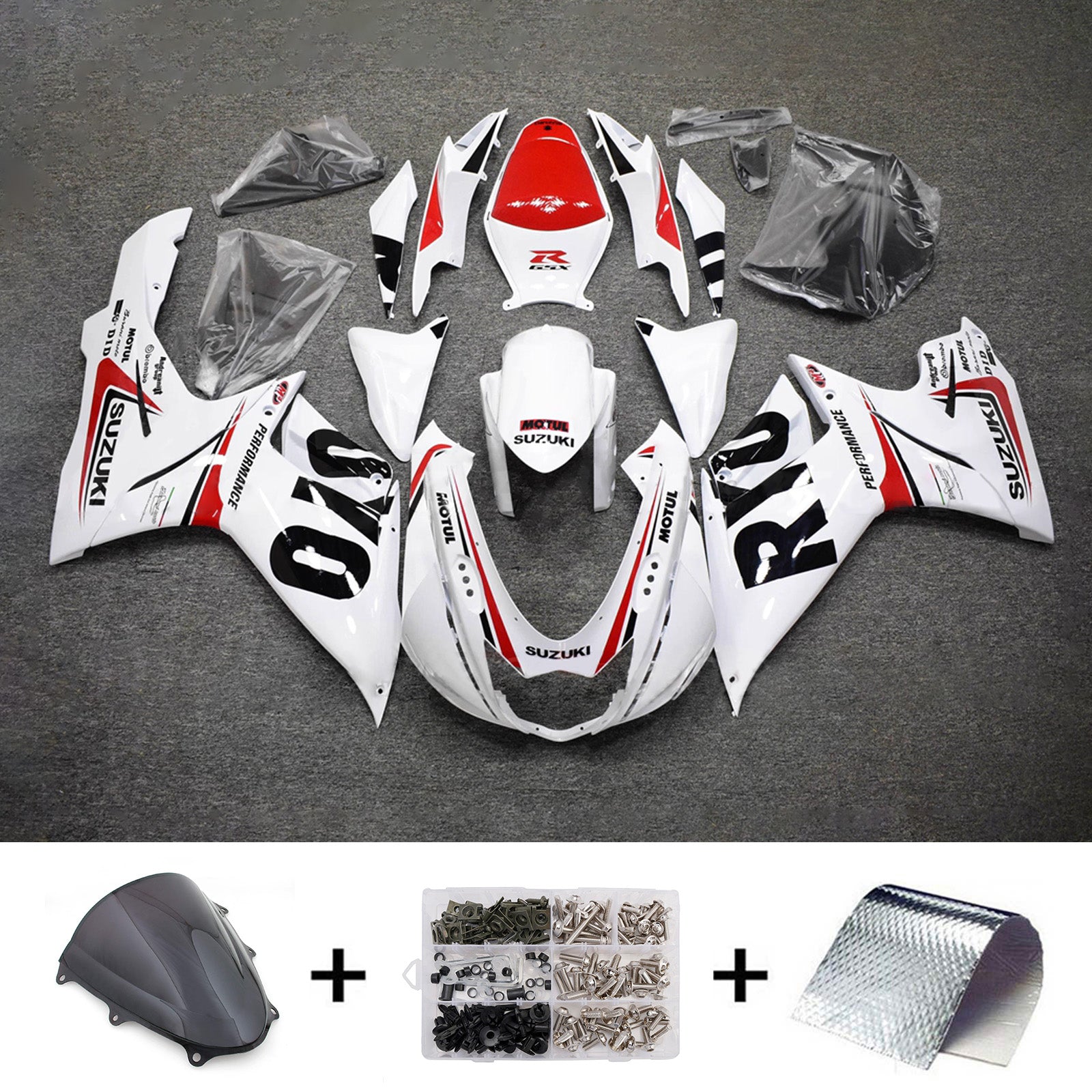 Amotopart 2011-2026 Suzuki GSXR 600/750 White Black Red Fairing Kit
