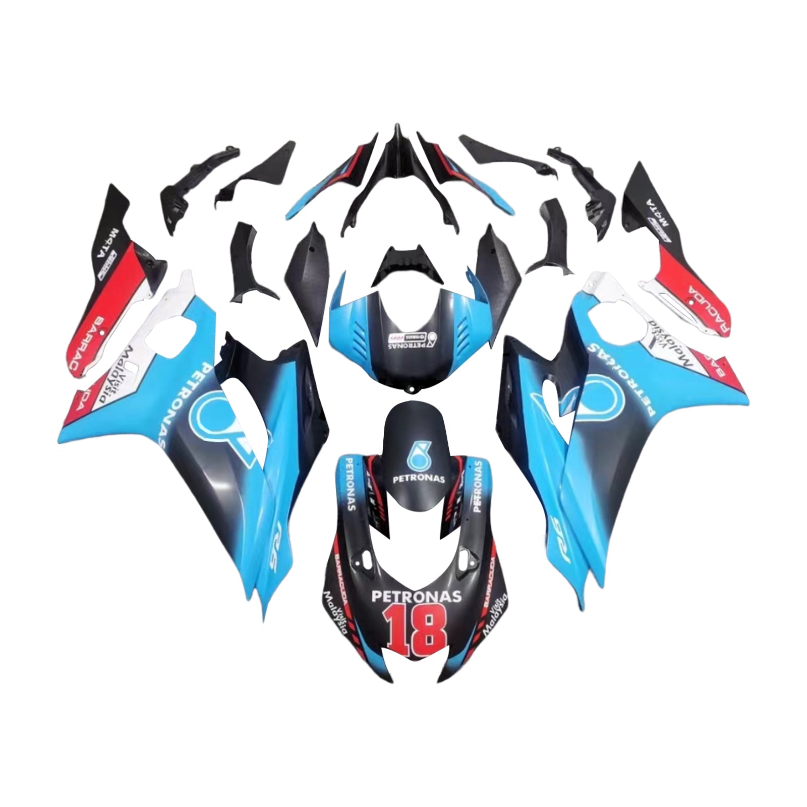 Kit de carénage Amotopart Yamaha YZF-R6 2017-2023 bleu Petronas