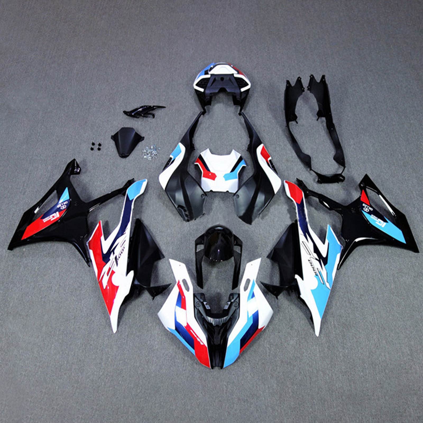 Amotopart 2019-2022 BMW S1000RR/M1000RR ブラック ホワイト レーシング フェアリング キット