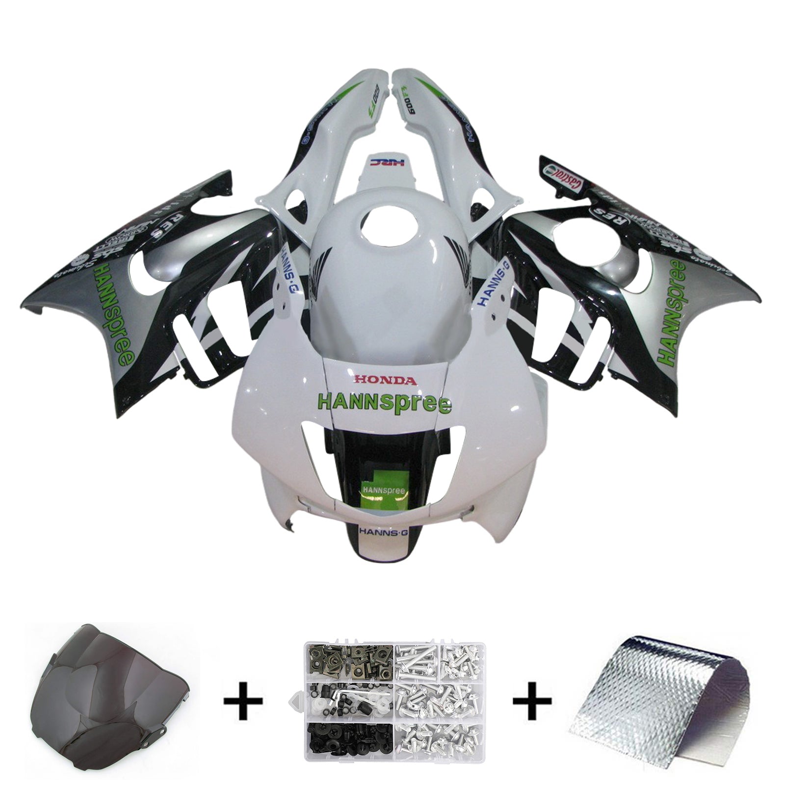 Amotopart 1995-1996 Honda CBR600 F3 White Black Fairing Kit