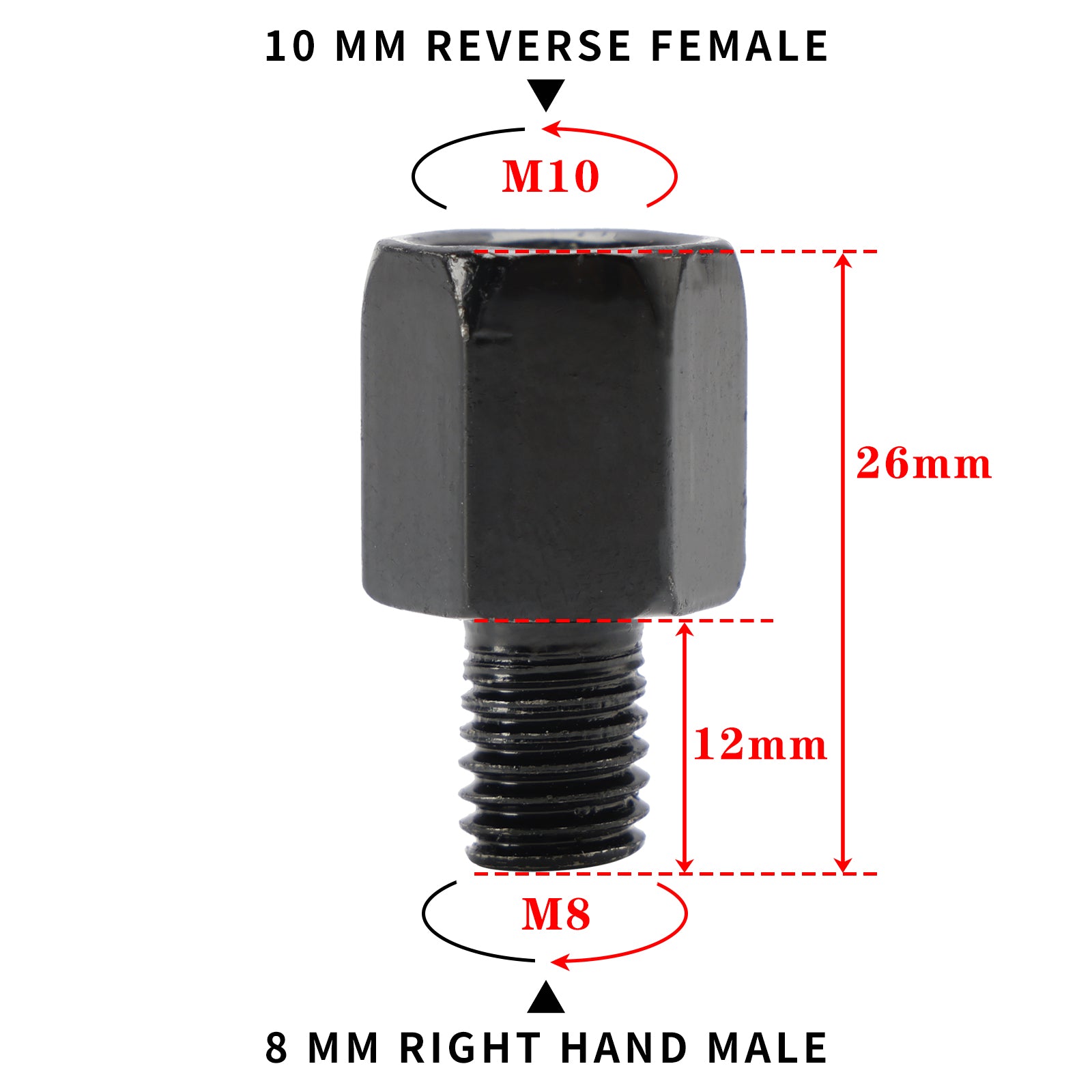 Motorcycle Mirror Adapters Adaptors Left-hand turn 10mm to 8mm Standard Thread