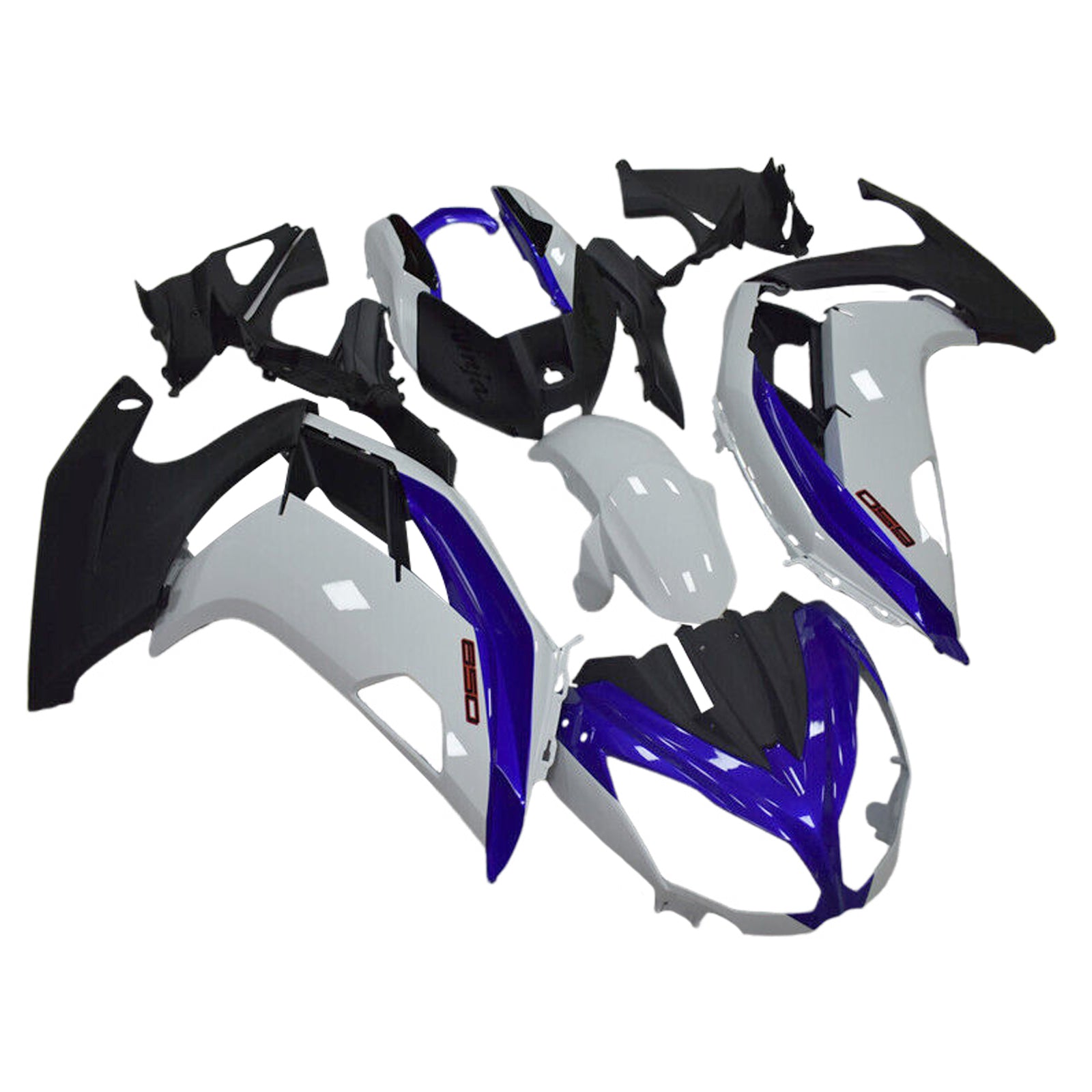 Amotopart 2012-2016 Kit carena Kawasaki ER6F/Ninja650 Nero Blu Bianco