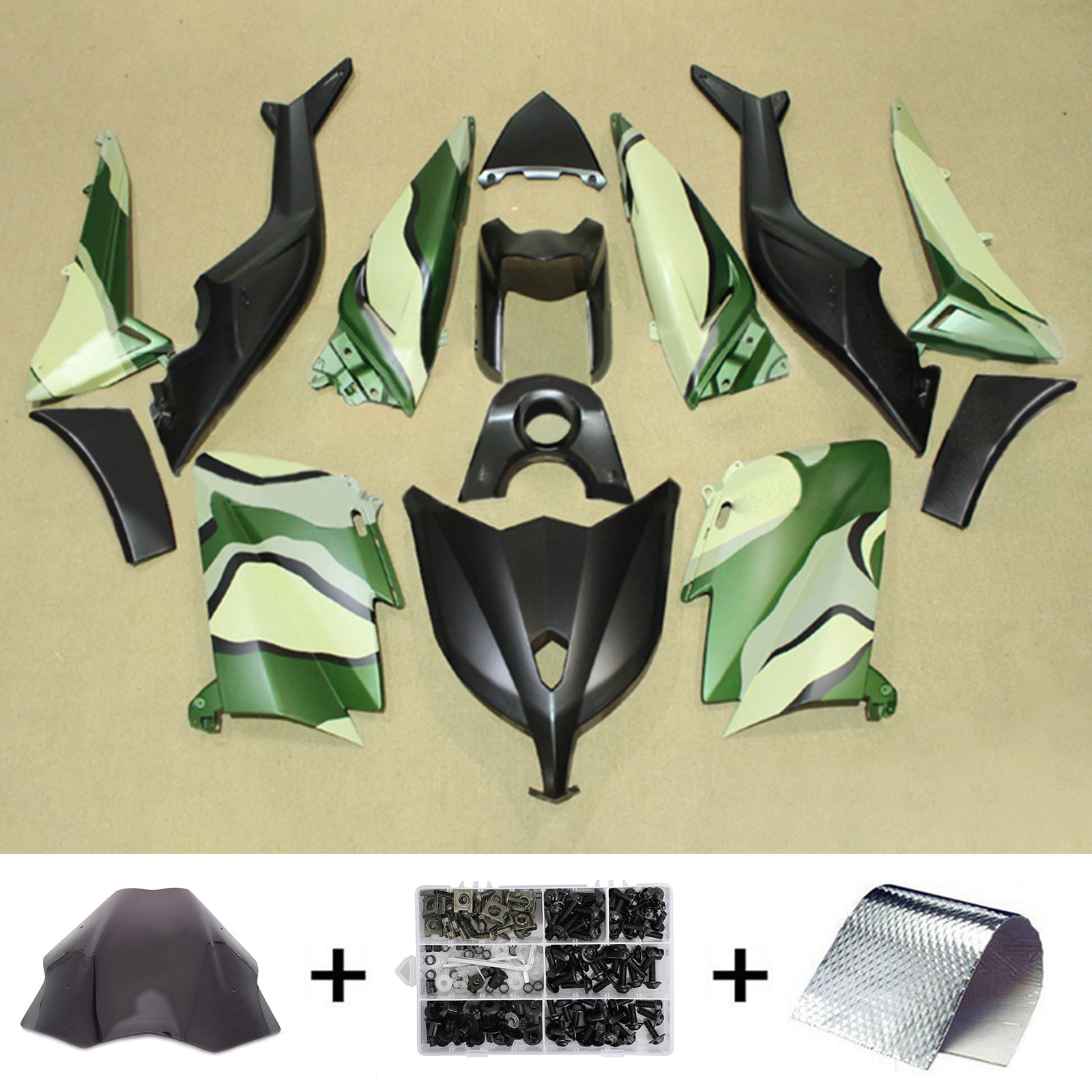 Amotopart 2012-2014 TMax TMAX 530 Yamaha Kit de carénage vert armée et noir