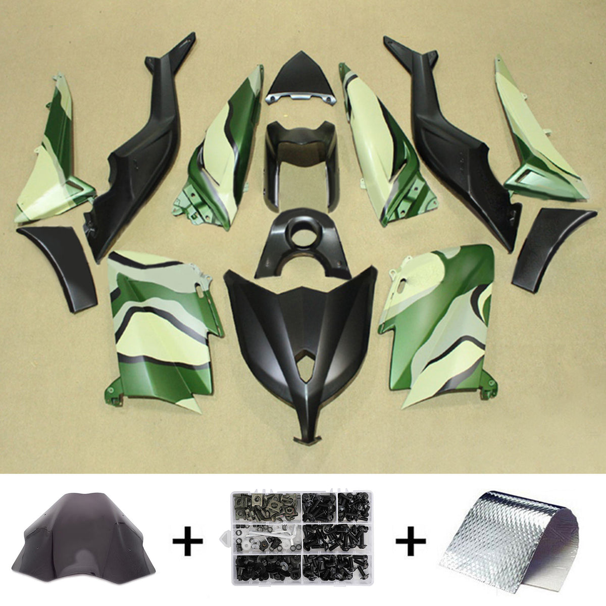 Amotopart 2012-2014 T-Max TMAX530 Yamaha Kit carena verde militare e nero