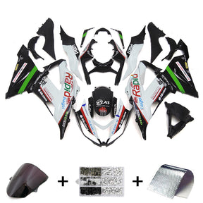 Amotopart Kawasaki ZX6R 636 2013-2018 Bianco&amp;Verde con kit carena logo