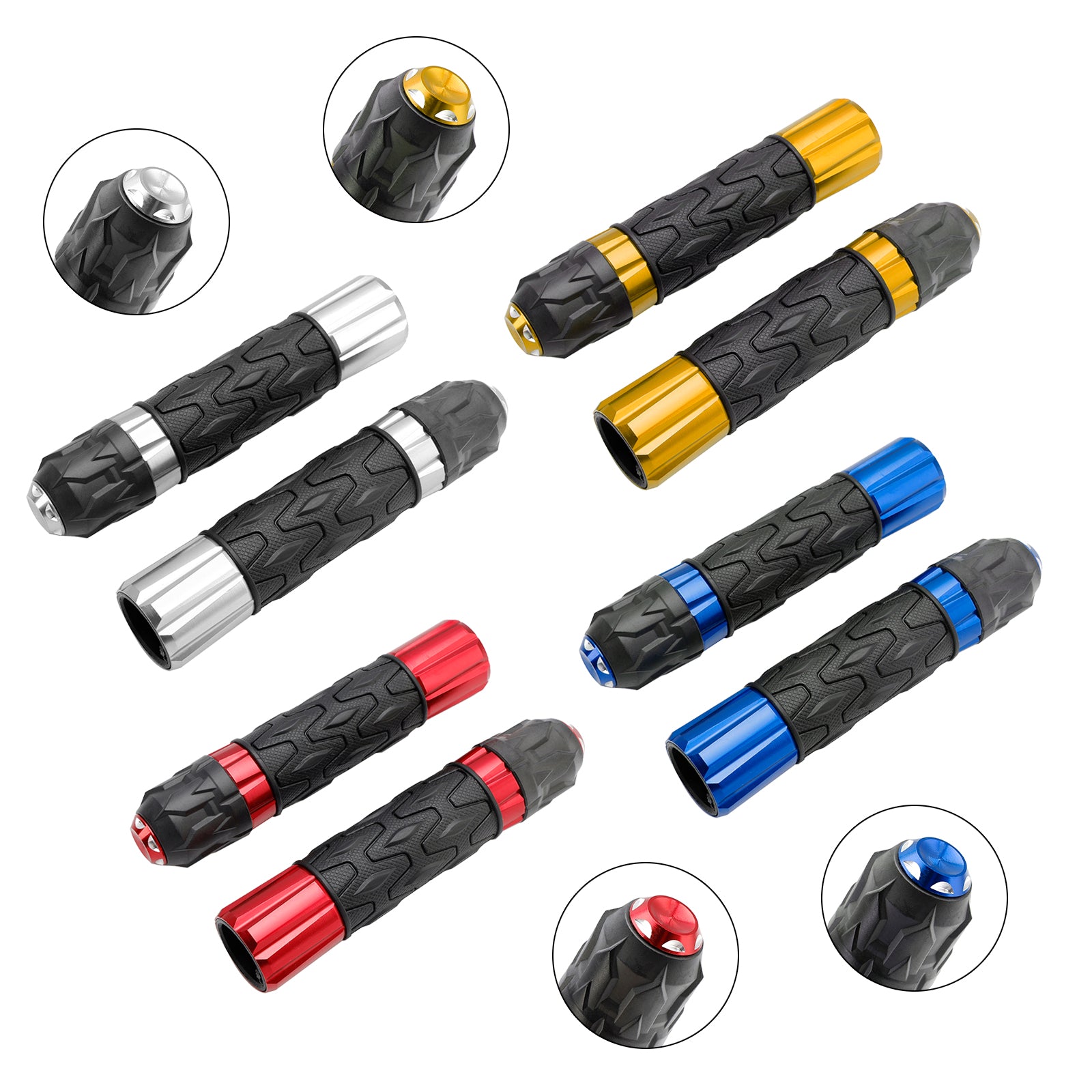 7/8"/22Mm Motorcycle Handle Bar Hand Grips Cnc Universal Red For Motorcycles Silver