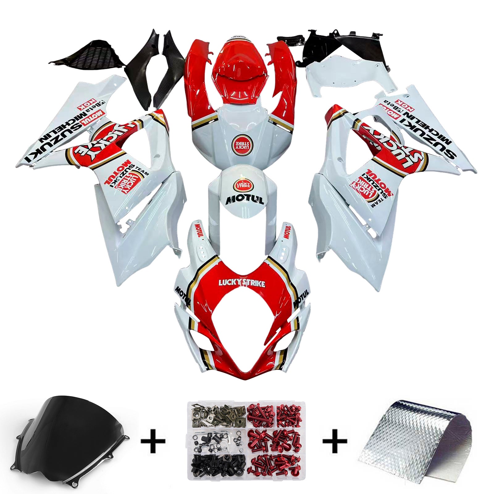 Amotopart 2007-2008 Suzuki GSXR1000 Red White Black Fairing Kit