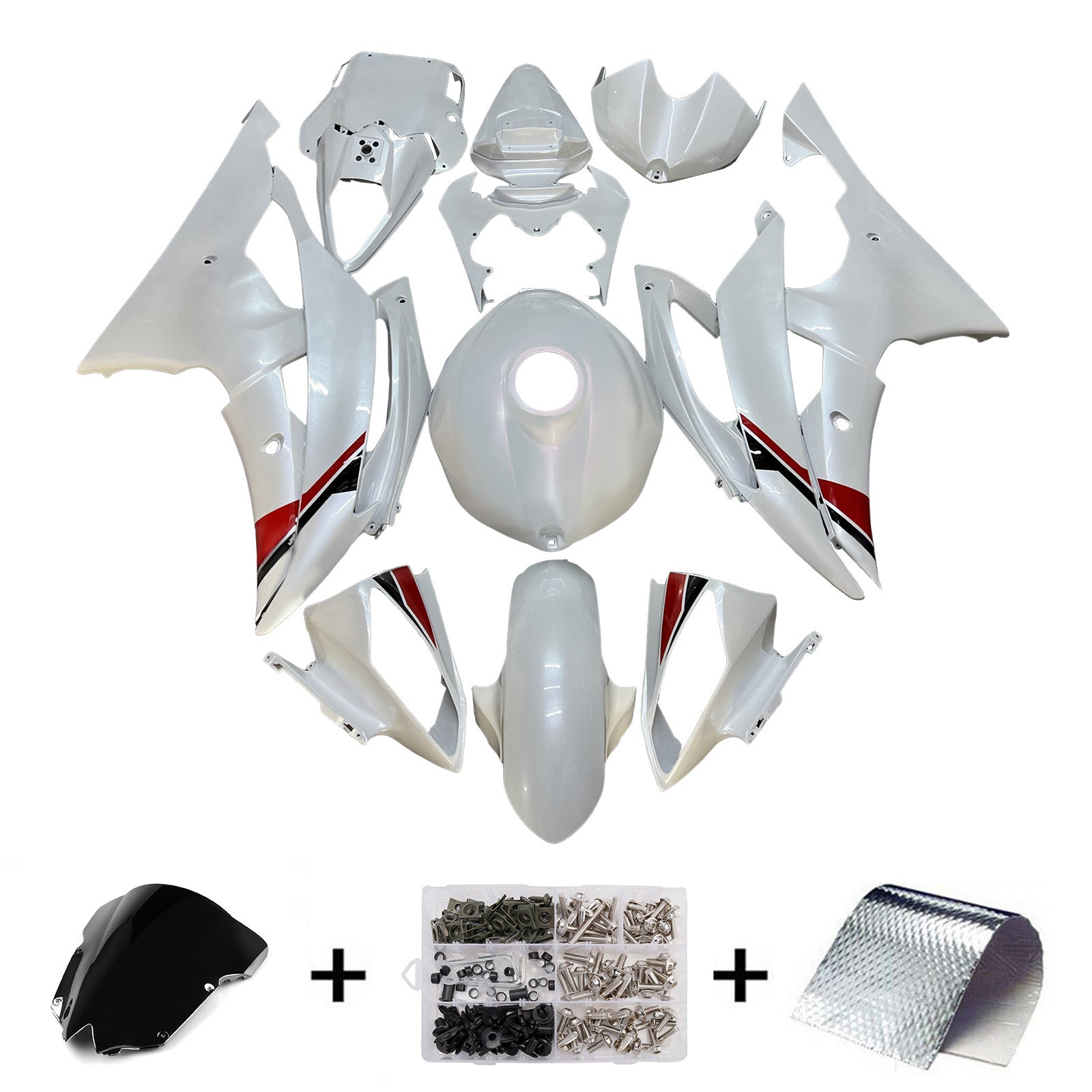 Amotopart 2008-2016 Yamaha YZF-R6 White Fairing Kit
