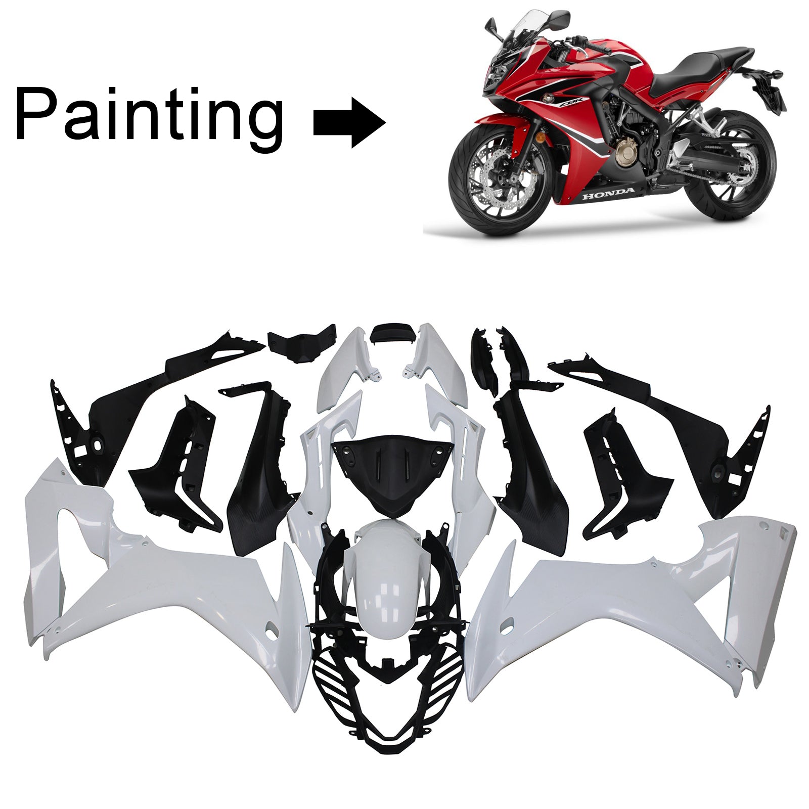 Amotopart 2017-2019 Honda CBR650F Kit de carénage rouge et noir