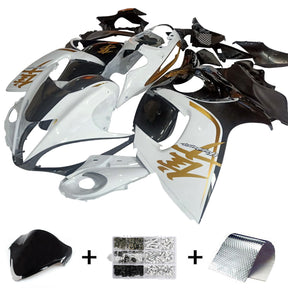 Amotopart 2008-2020 GSX1300R Hayabusa Suzuki Kit carenatura bianco con logo oro