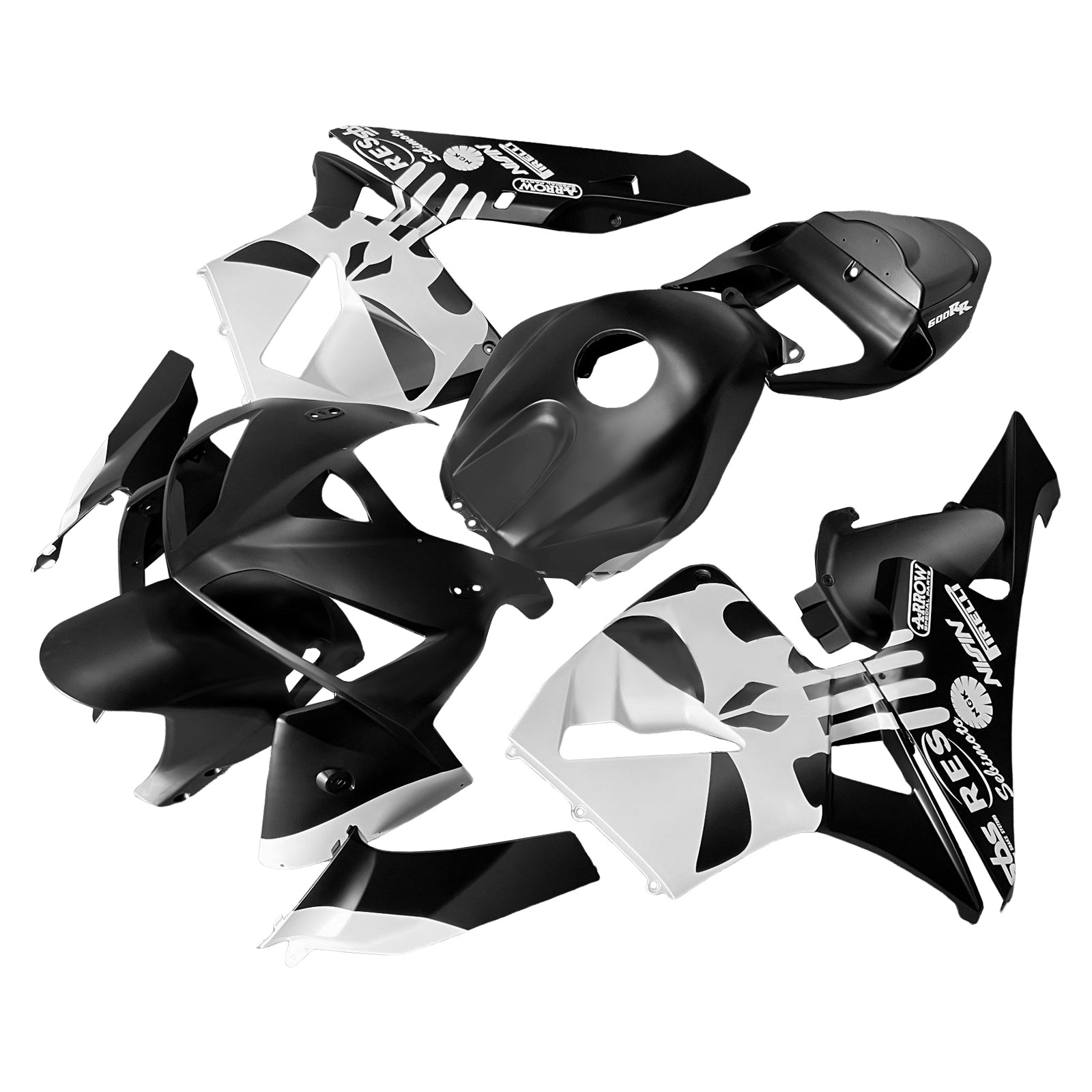 Amotopart 2005-2006 Honda CBR600RR Kit de carénage blanc noir