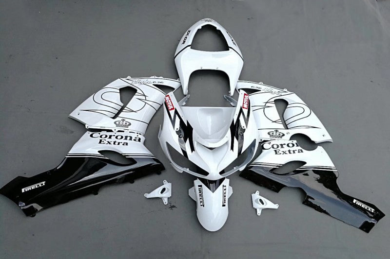 Amotopart Kawasaki 2009-2012 ZX6R 636 White Style1 Fairing Kit