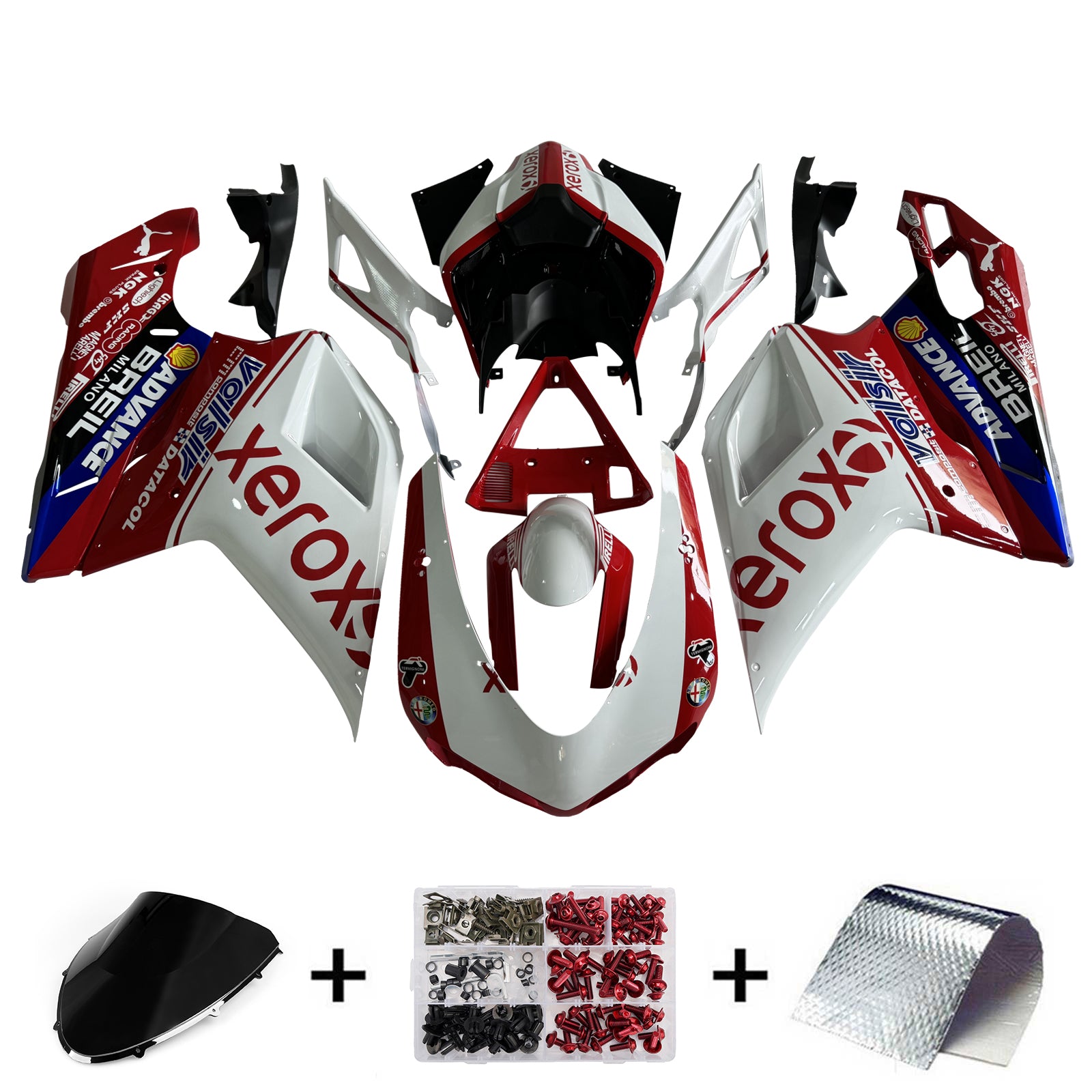 Amotopart 2007-2011 Ducati 1098/1198/848 Black White Red Blue Fairing Kit
