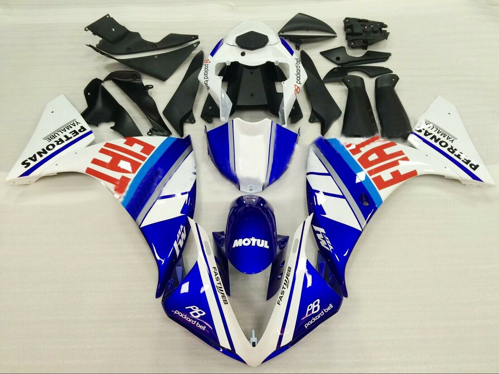 Amotopart Yamaha YZF 1000 R1 2009–2011 Blau-Weiß Style4 Verkleidungsset