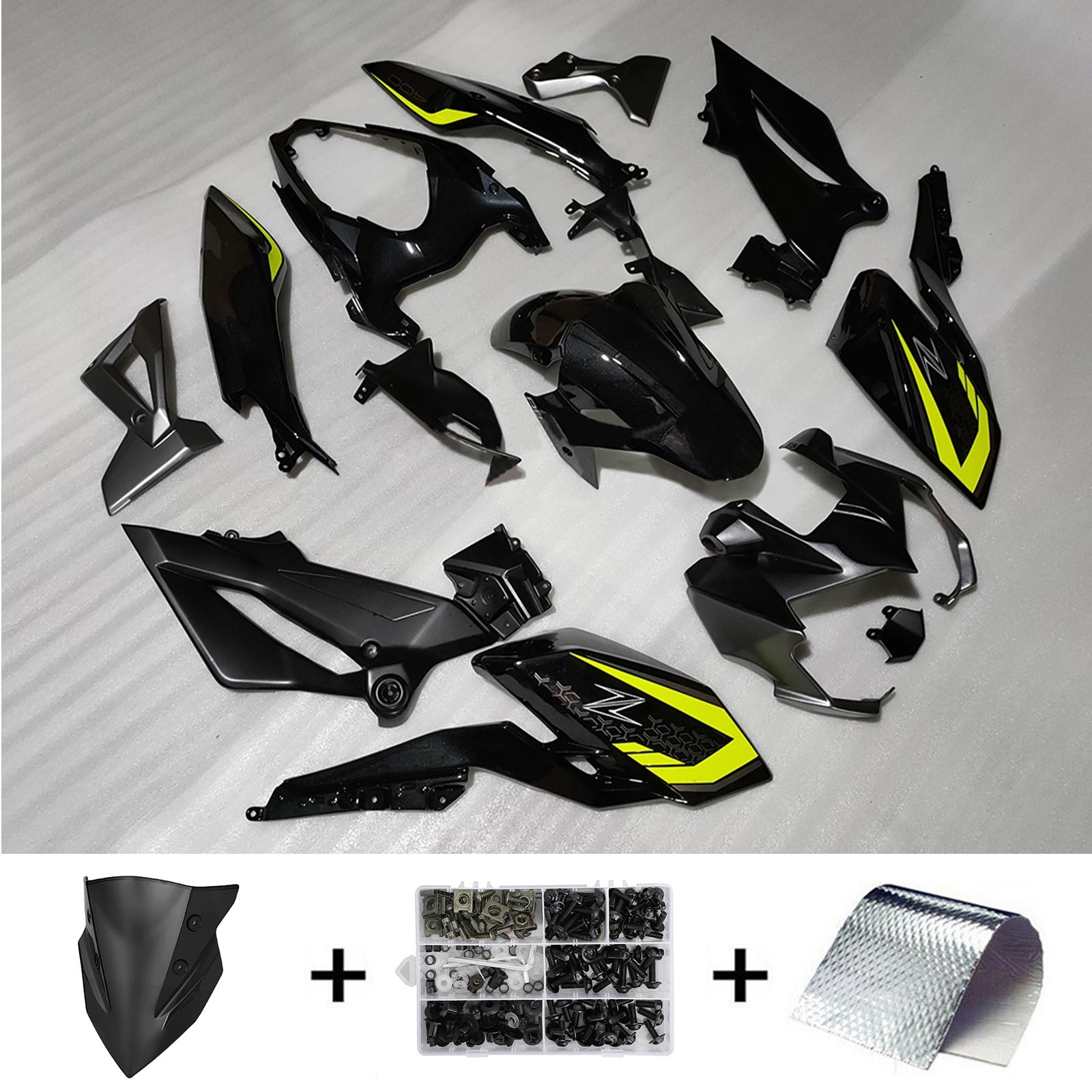 Amotopart 2018-2024 Z400 Kawasaki Black Yellow Style1 Fairing Kit