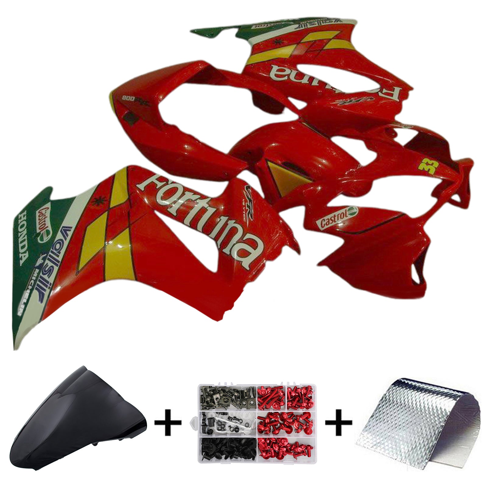 Amotopart Kit de carénage Honda VFR800 rouge 2002-2013