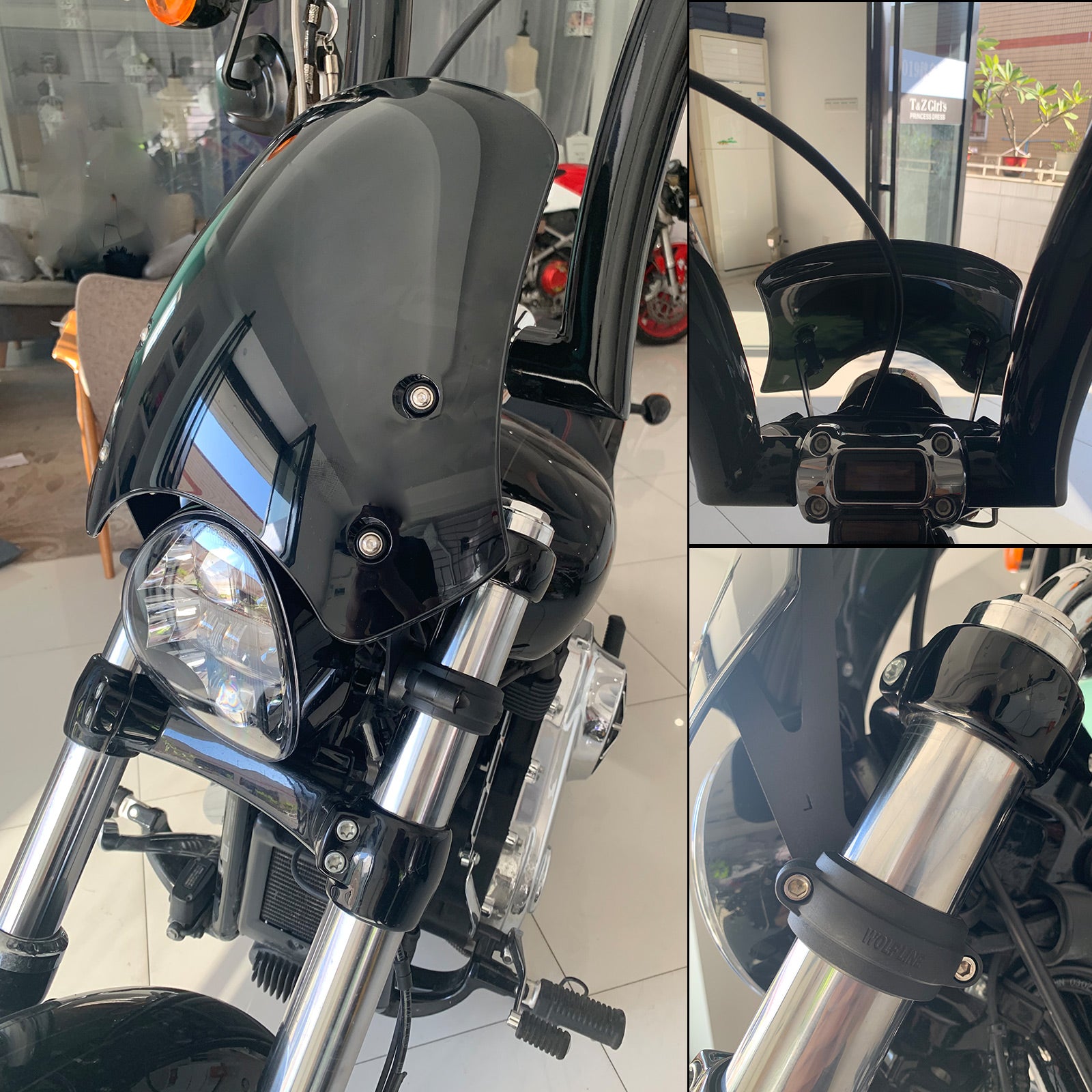 Harley Dyna Softail modèles pare-brise de moto ABS noir