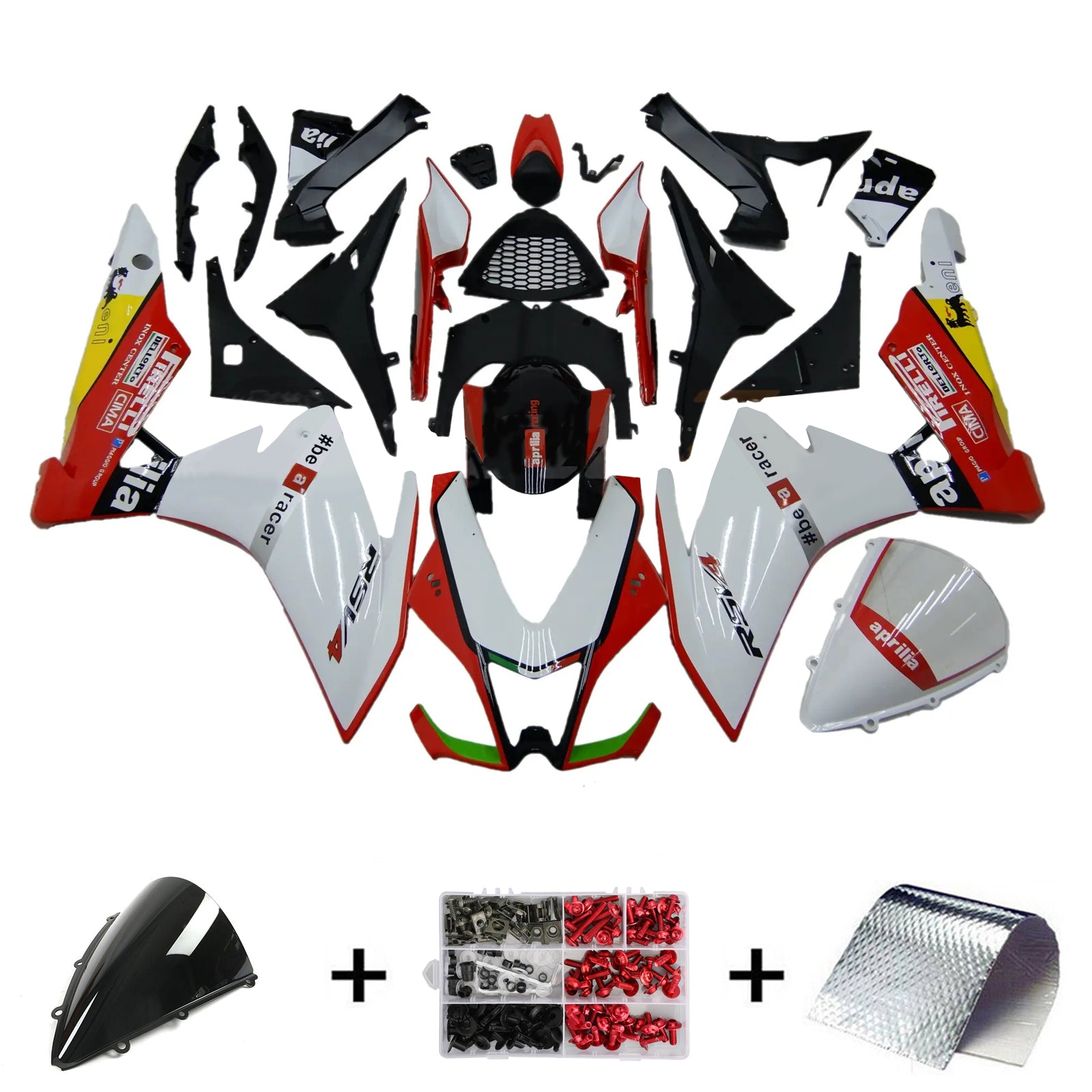 Amotopart 2009-2015 RSV4 1000 Aprilia Blanco y Rojo Style4 Kit de carenado