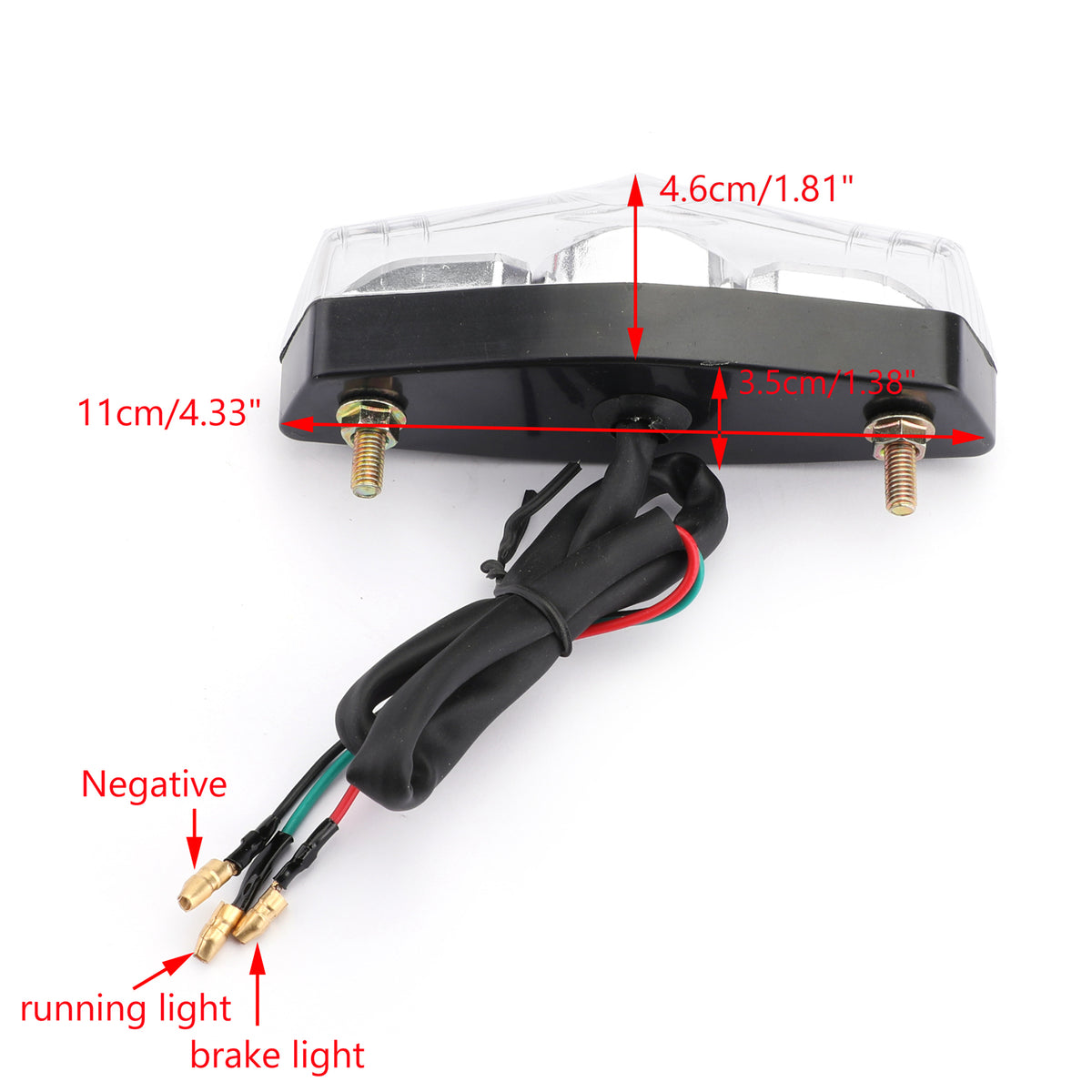 ABS Motorcycle LED Clear 12V Brake Stop Running Rear Tail Light Lamp Universal