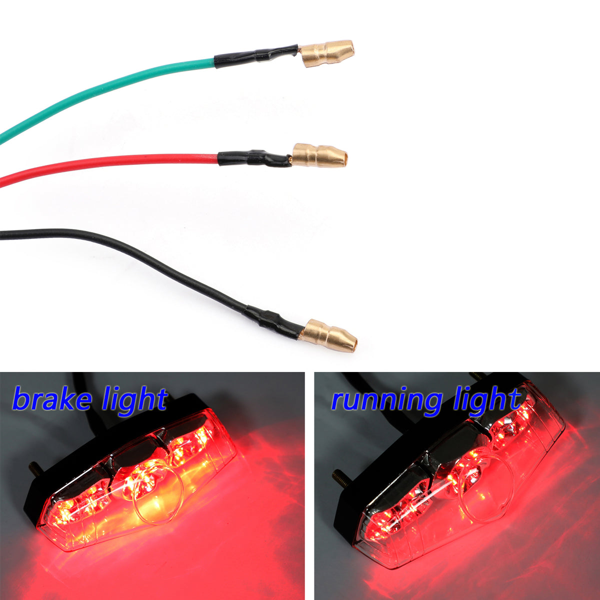 ABS Motorcycle LED Clear 12V Brake Stop Running Rear Tail Light Lamp Universal
