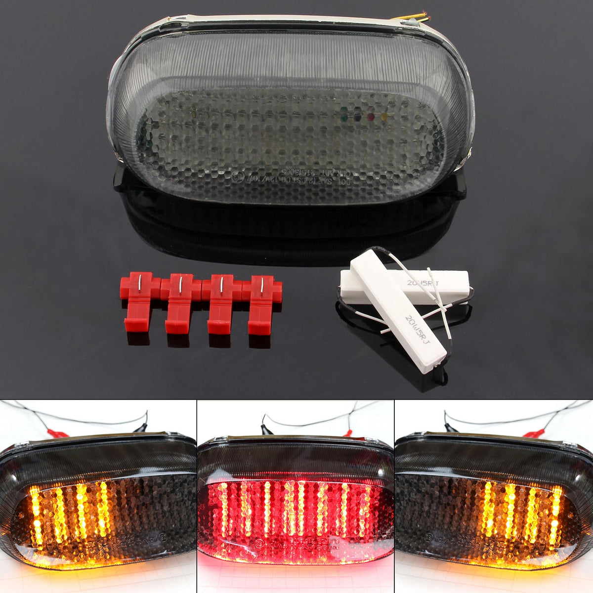 2004 Kawasaki ZZR600 ZZR250 ZX600E ZX11R Smoke LED lanterna traseira + piscas