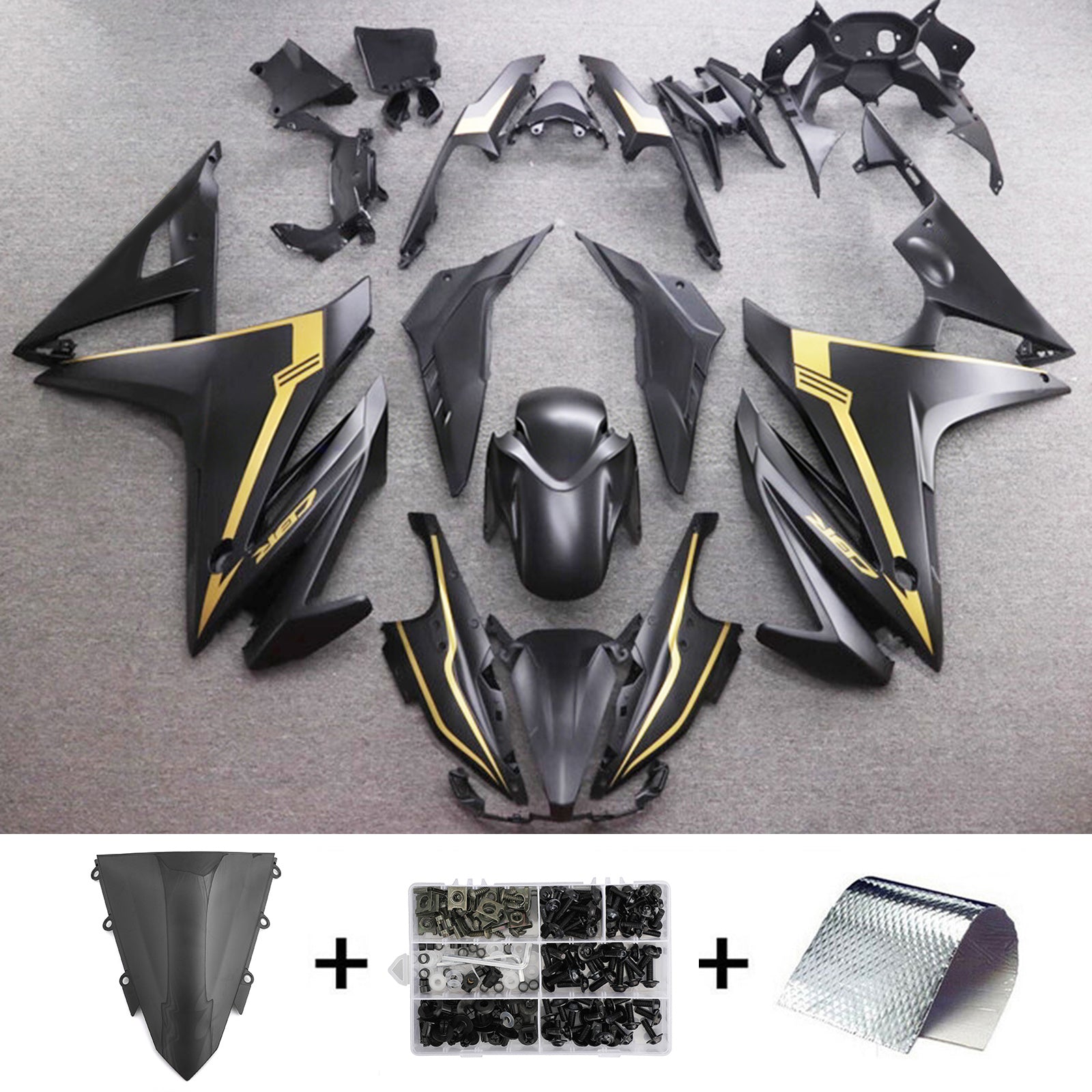 Amotopart 2016–2018 Honda CBR500R schwarzes Verkleidungsset