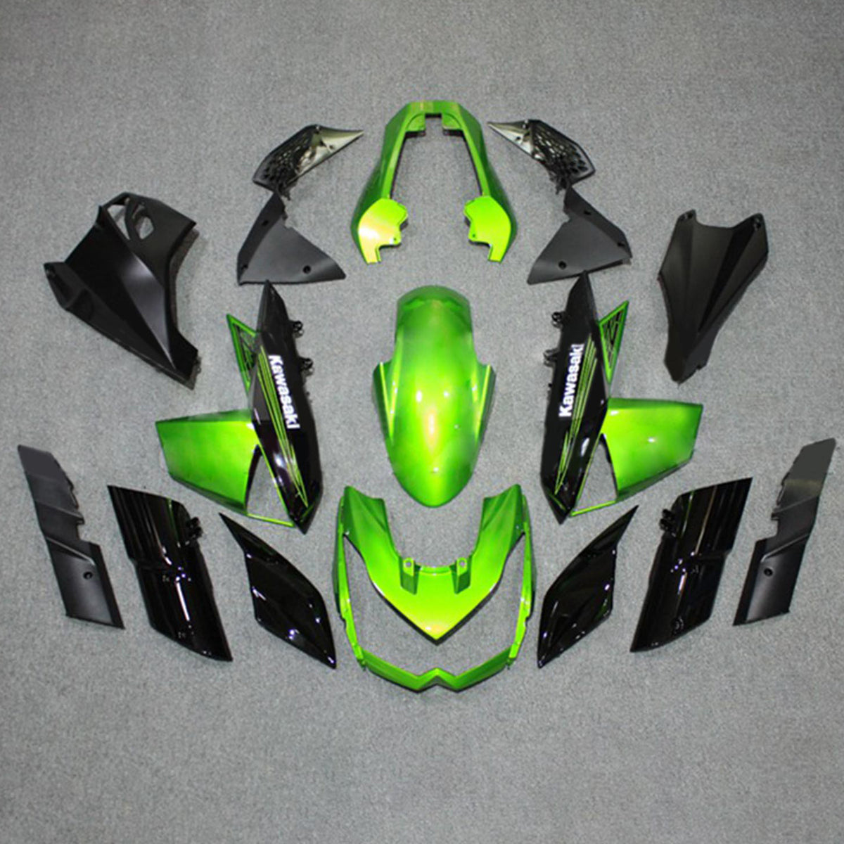 Amotopart 2010-2013 Z1000 Kawasaki vert et noir Style2 Kit de carénage