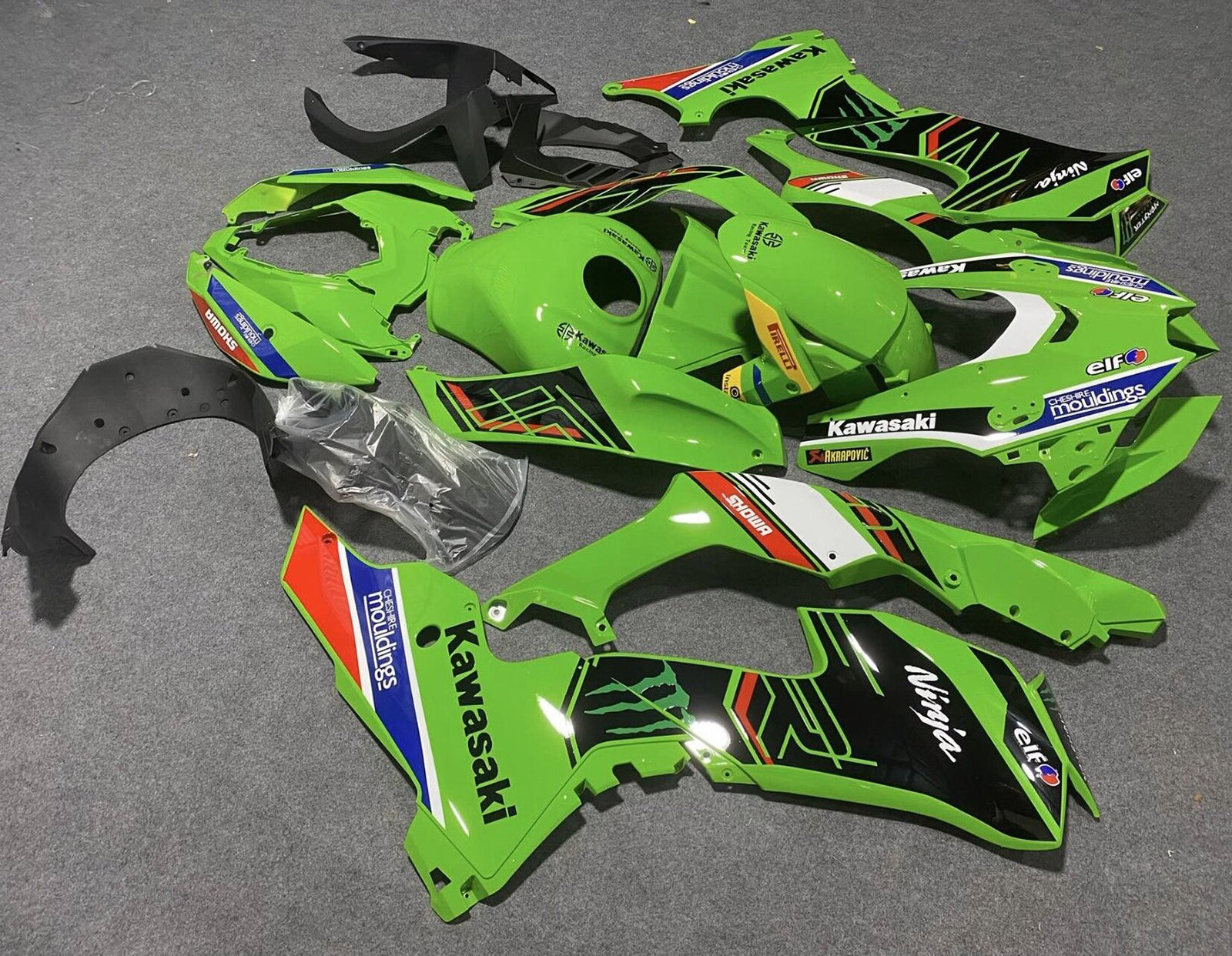 Amotopart 2021-2024 Kawasaki ZX 10RR ZX 10R Black Green Fairing Kit