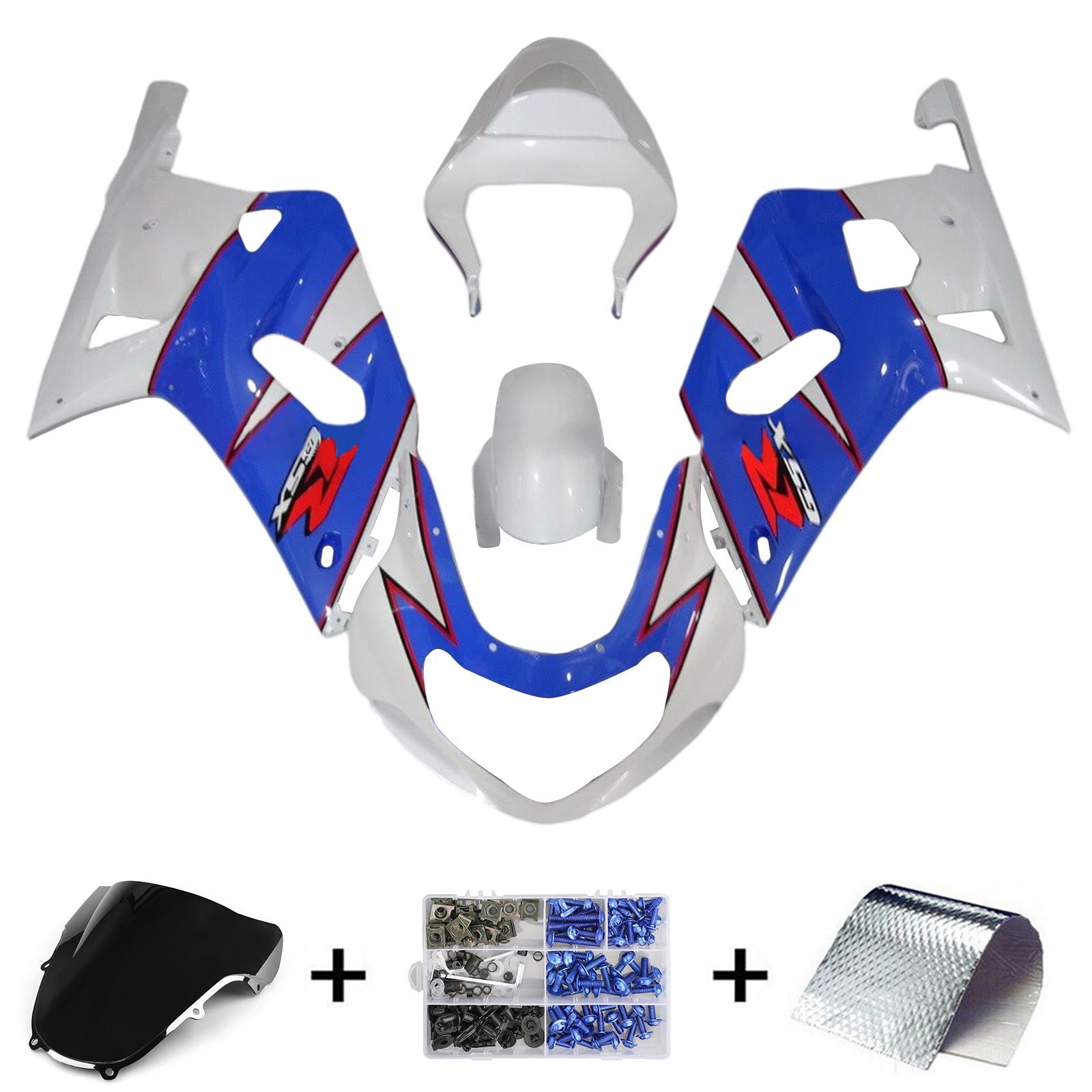 Amotopart 2001-2003 GSXR600 2000-2003 GSXR750 K1 Suzuki Kit carenatura bianco e blu